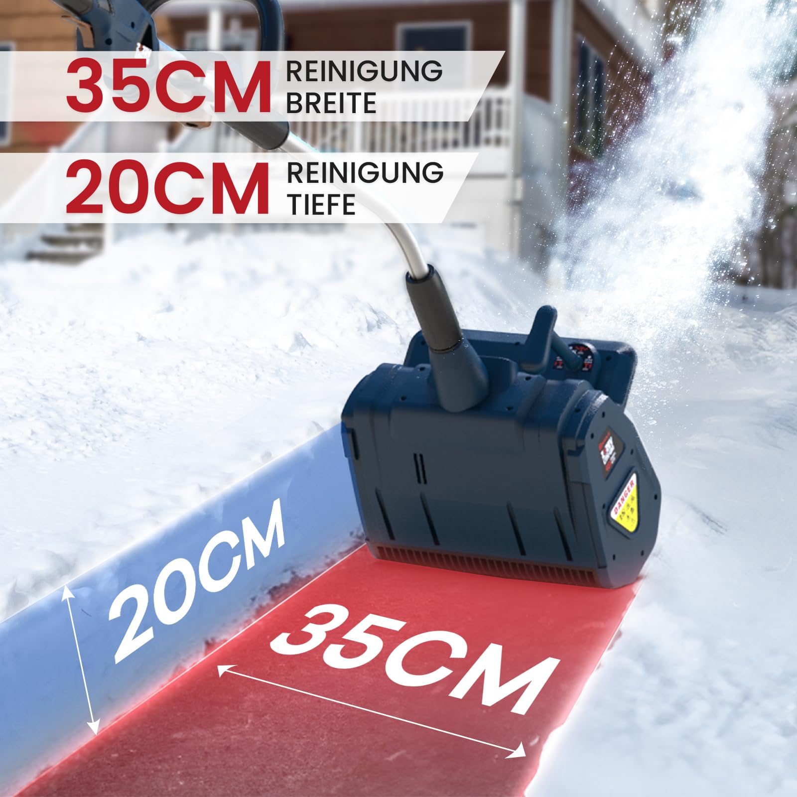Enhulk Schneefräse 2x20V, 35cm Arbeitsbreite, 20cm Räumhöhe, 8m Wurfweite, ±30° Verstellbare Wurfrichtung, Akku-Schneeschaufel Mit Zusatzhandgriff (Inkl. 2x4Ah Akku & 2,2A Doppelladegerät)