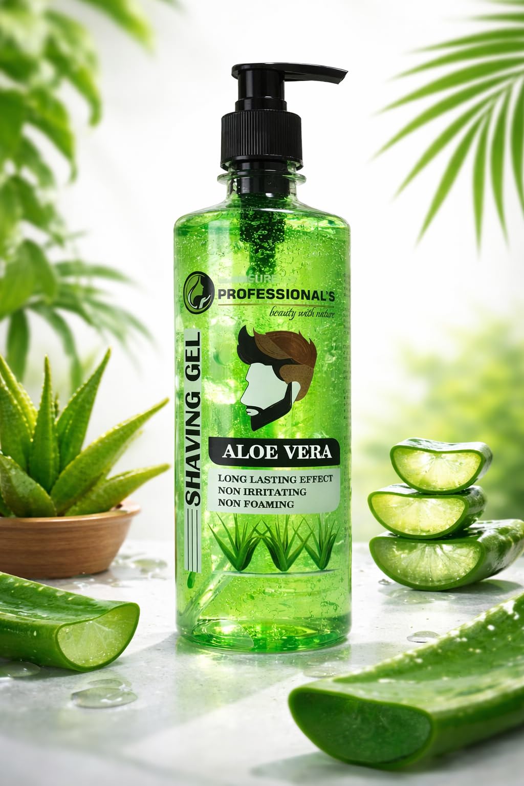HERBOKING Glamsure Professional Non-Foaming Shaving Gel, Soothing Aloe Vera & Vitamin E, Sulfate & Paraben Free, for Normal-Sensitive Skin, Green, 500 ml 3