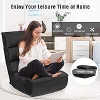 Vista 5 de Giantex Silla de juegos de suelo, sillas de suelo para adultos con respaldo ajustable de 4 posiciones, reposacabezas ajustable de 6 posiciones