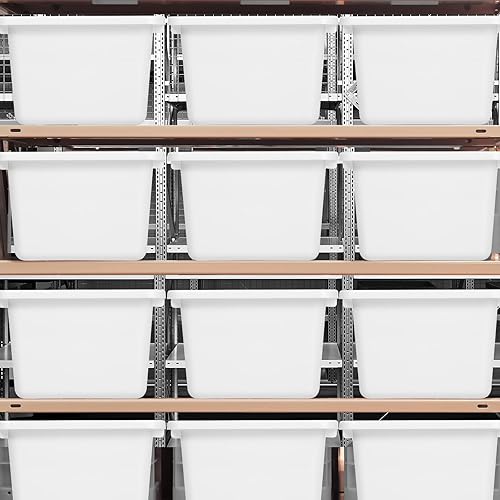 Miniatura 5 de Outus Paquete de 48 contenedores de almacenamiento de plástico blanco a granel, contenedores de almacenamiento para libros para aula, biblioteca,