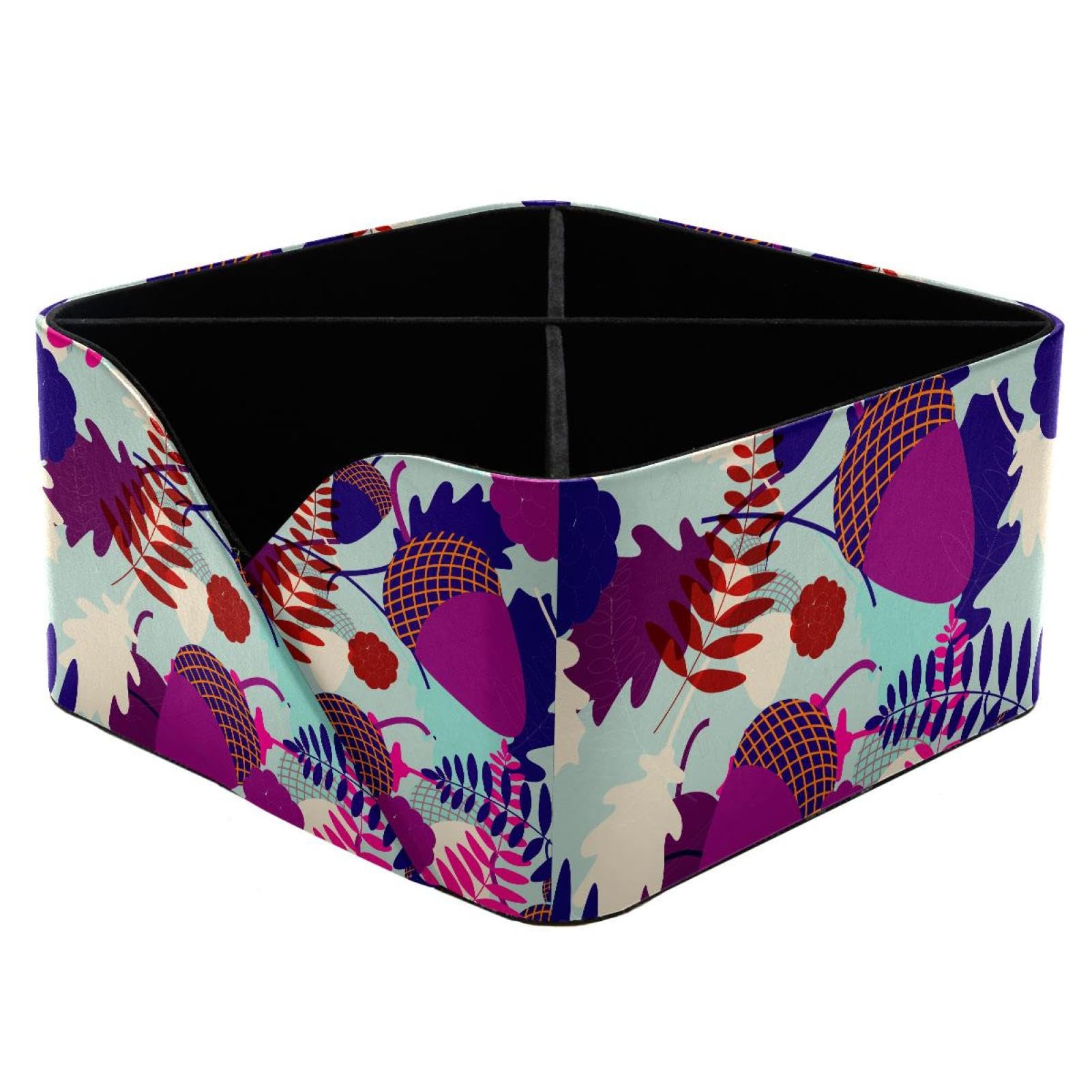 KengjuTesu Leaves and Acorns Desktop Organizer Pen Holder, Rectangular Pencil Cup for Office, Study and Makeup Stations