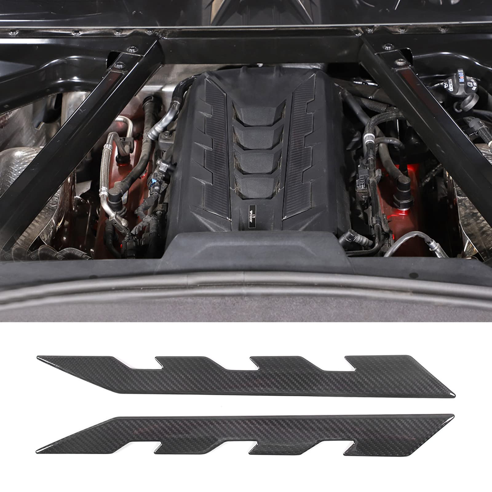 Tira de fibra de carbono real con logotipo de panel Corvette C8 7