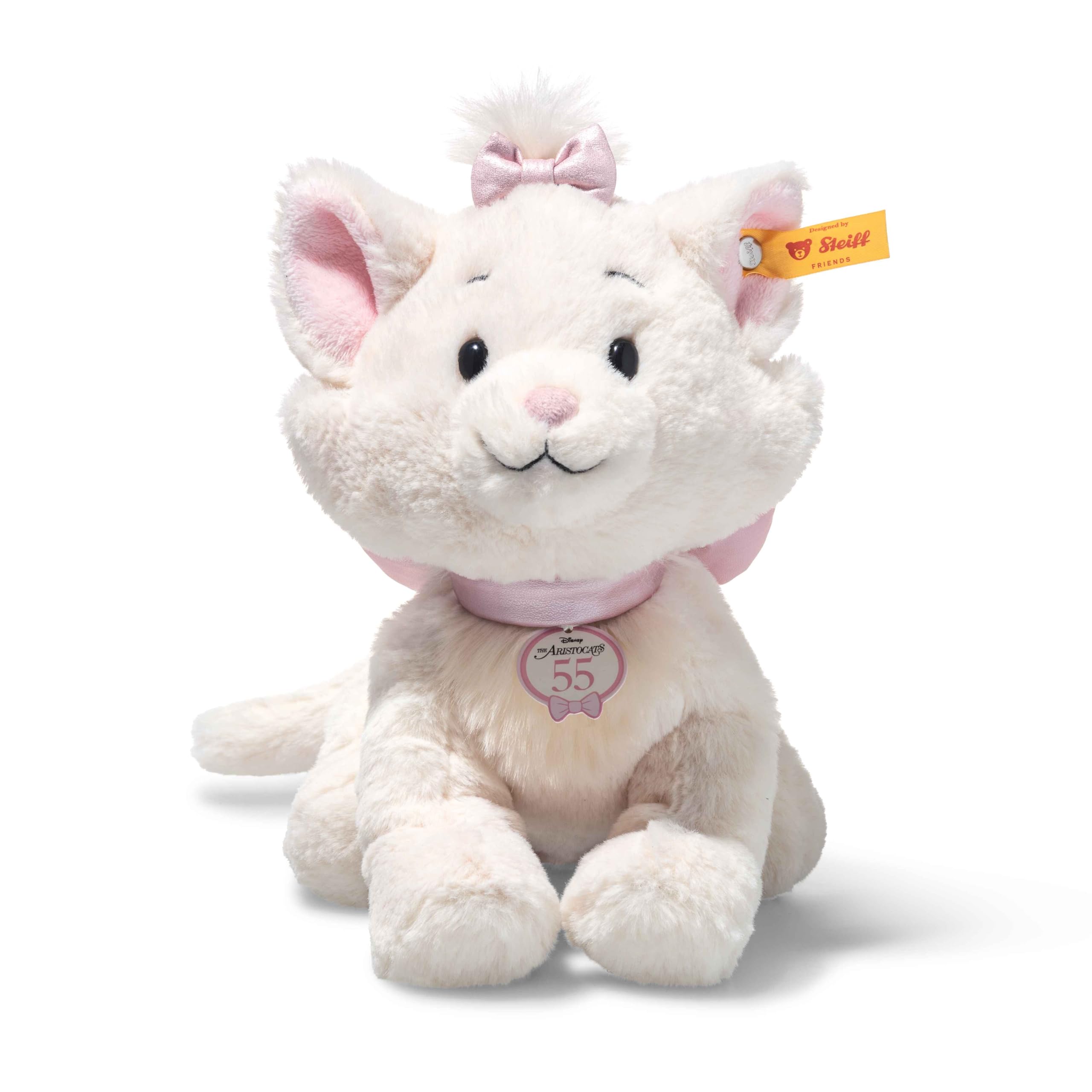 Steiff Przytulanka Disney Originals Marie Aristocats, słodka pluszowa zabawka z oczami z tworzywa sztucznego, dla dzieci, chłopców i dziewczynek, Friends, 24 cm, różowa, 684296