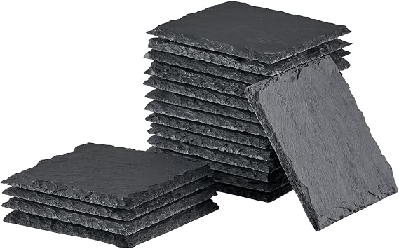 OMTech 36 Pack Slate Coasters, 4x4 in. Square Stone Coaster Set for Laser Engraving, Natural Blank Coasters for Bar Home Kitchen, 0.2 in. Thick Customizable Black Coaster Set for DIY Projects Crafting