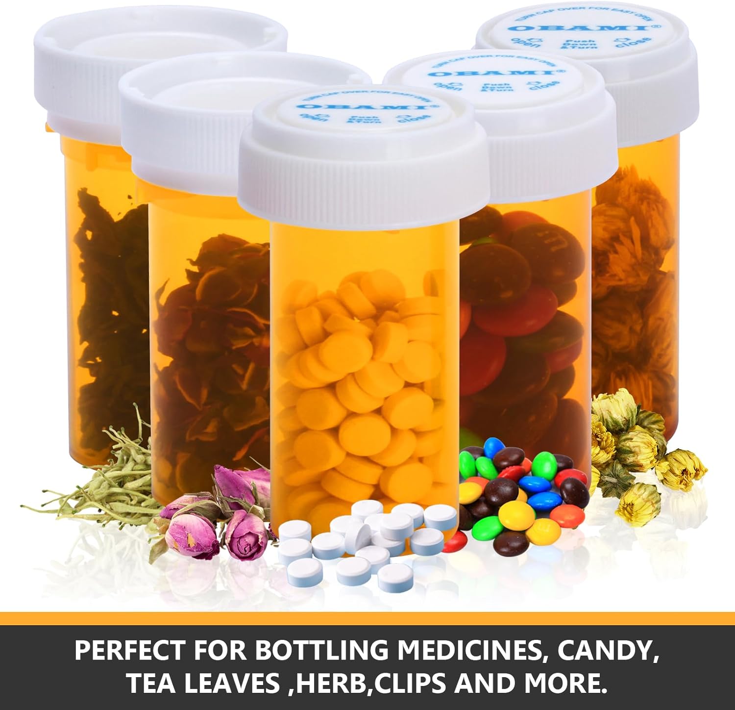 Plastic Empty Pill Bottles with Double Sided Use (Child Resistant & Easy Open) Caps - Medicine Container Pill Case Dispenser Organizers (40 Dram, 12pcs)