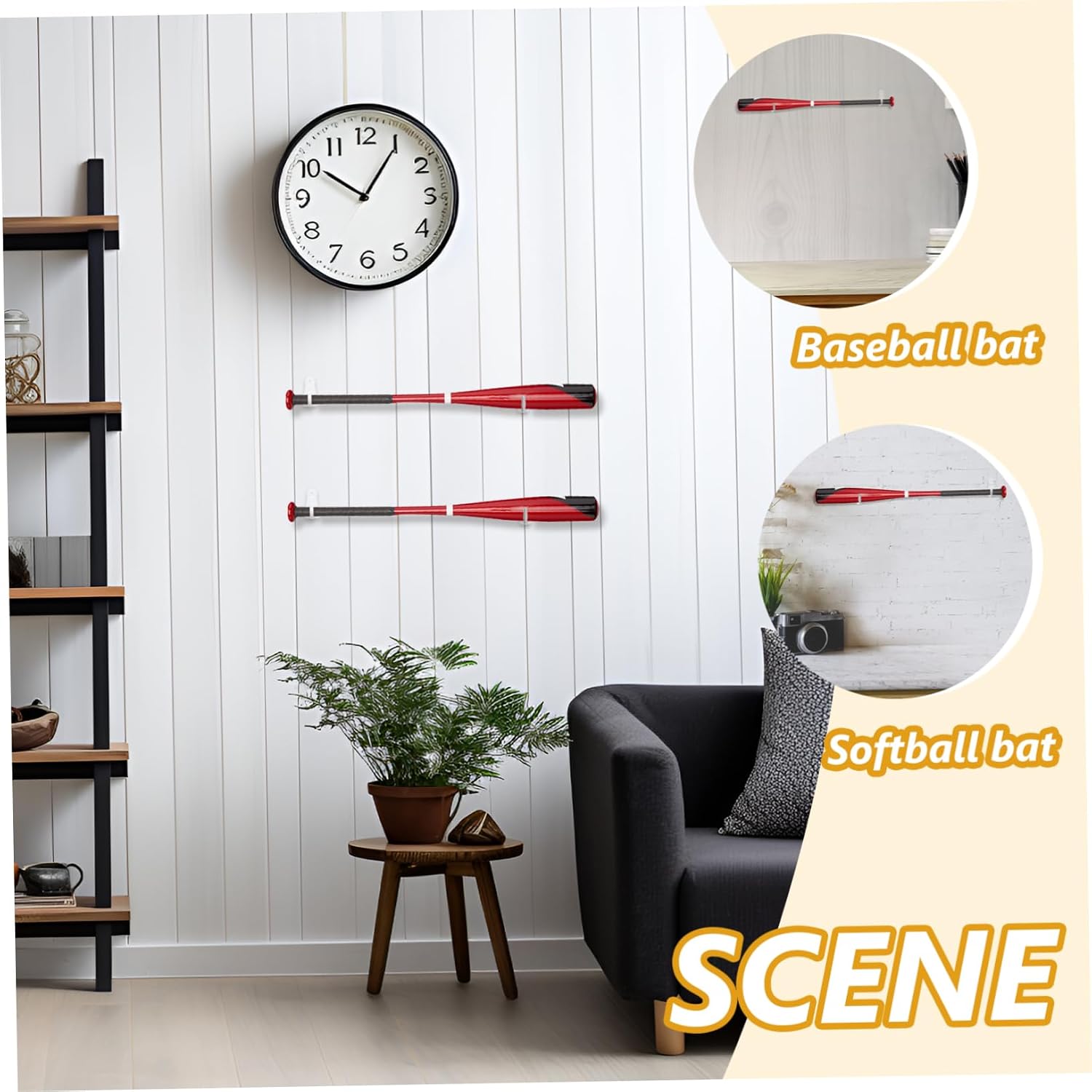 YARNOW 5 Sets Convenient Bat Display Holder Baseball Bat Rack for Home Sports Acrylic Support Wall Mount Stand