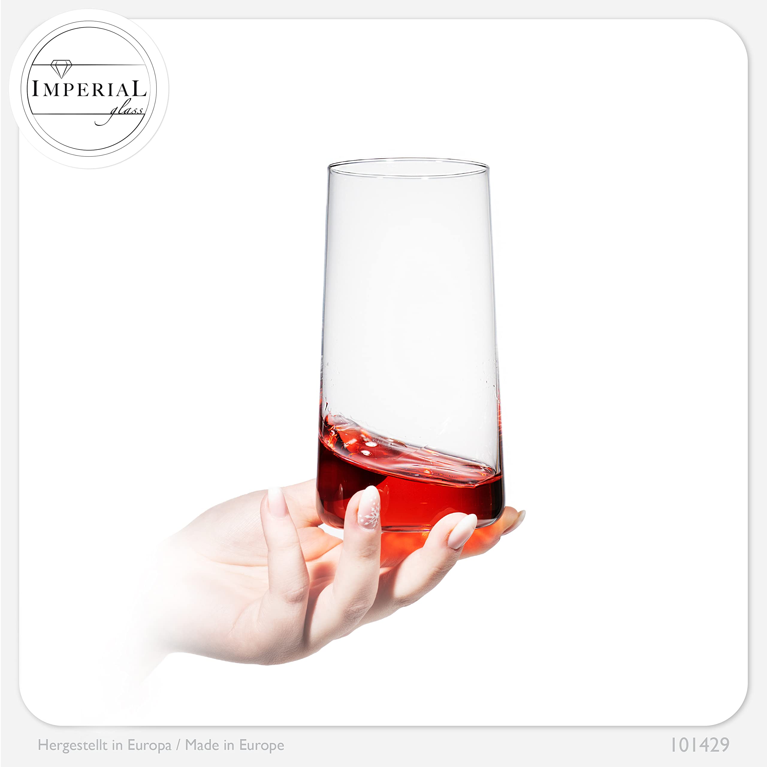 Imperial - Juego de 12 vasos de cristal (490 ml, máx. 550 ml)