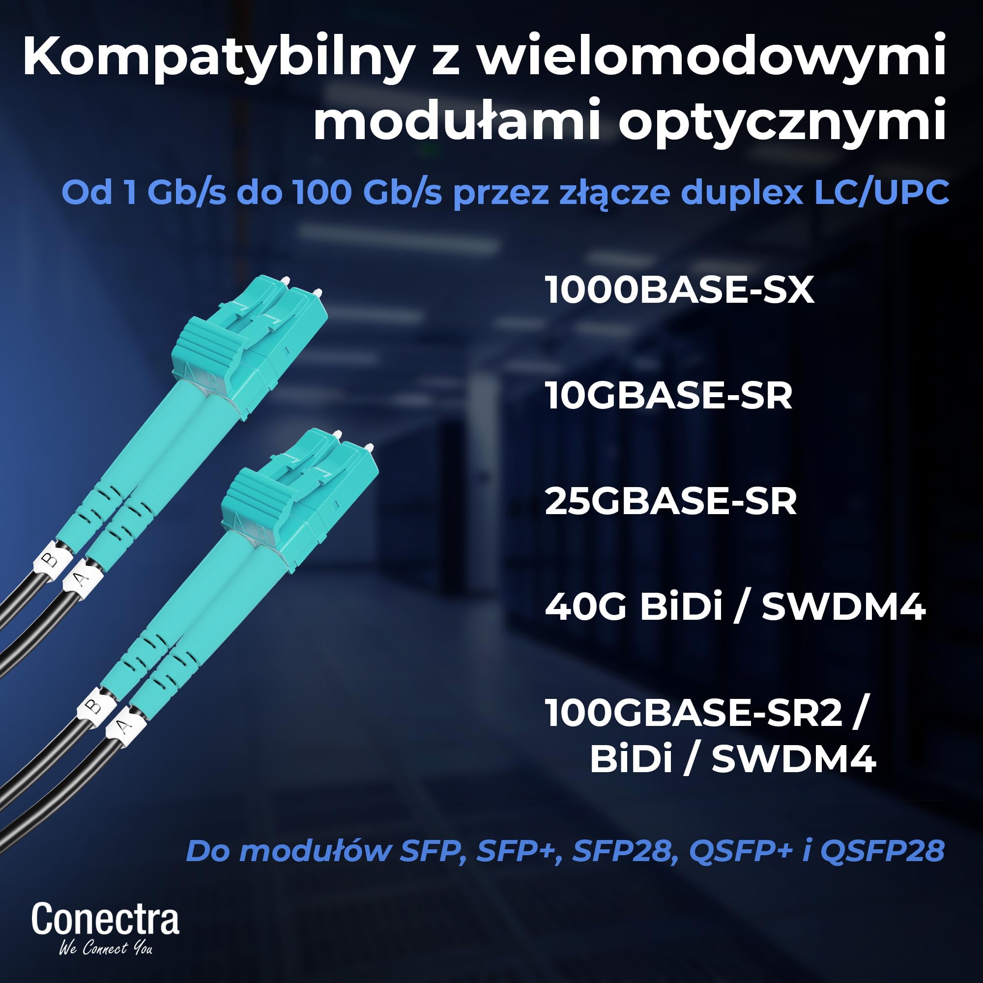 40m Pancerny Kabel Światłowodowy OM3 Duplex Breakout LC/UPC, Patchcord Wielomodowy 50/125, LSZH Wewnętrzny/Zewnętrzny, Przedłużacz Światłowodowy Wzmocniony Patch Sieć ⌀3mm Czarny