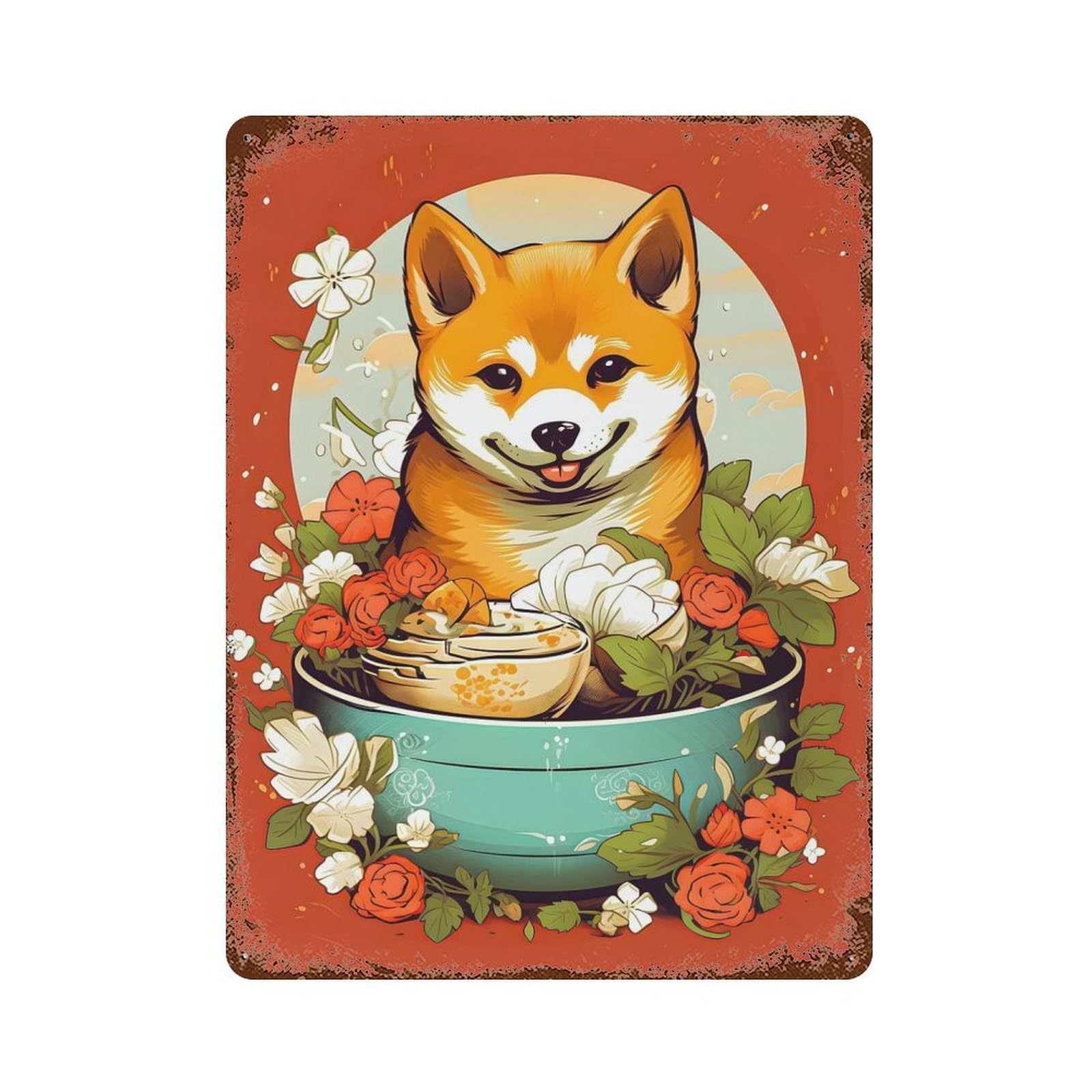 Decorative Tin Sign Shiba Ramen Ruby 15.7"x11.8", Novelty Wall Decor for Shed, Workshop And Garage Wall Decor