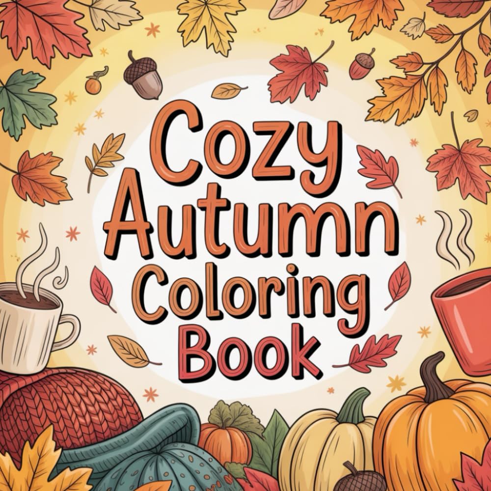 Cozy Autumn Coloring Book: fall leaves and candles coloring book, warm drinks and autumn vibes color book, rustic fall decorations cozy coloring book, ... relaxing fall foliage color book for adults
