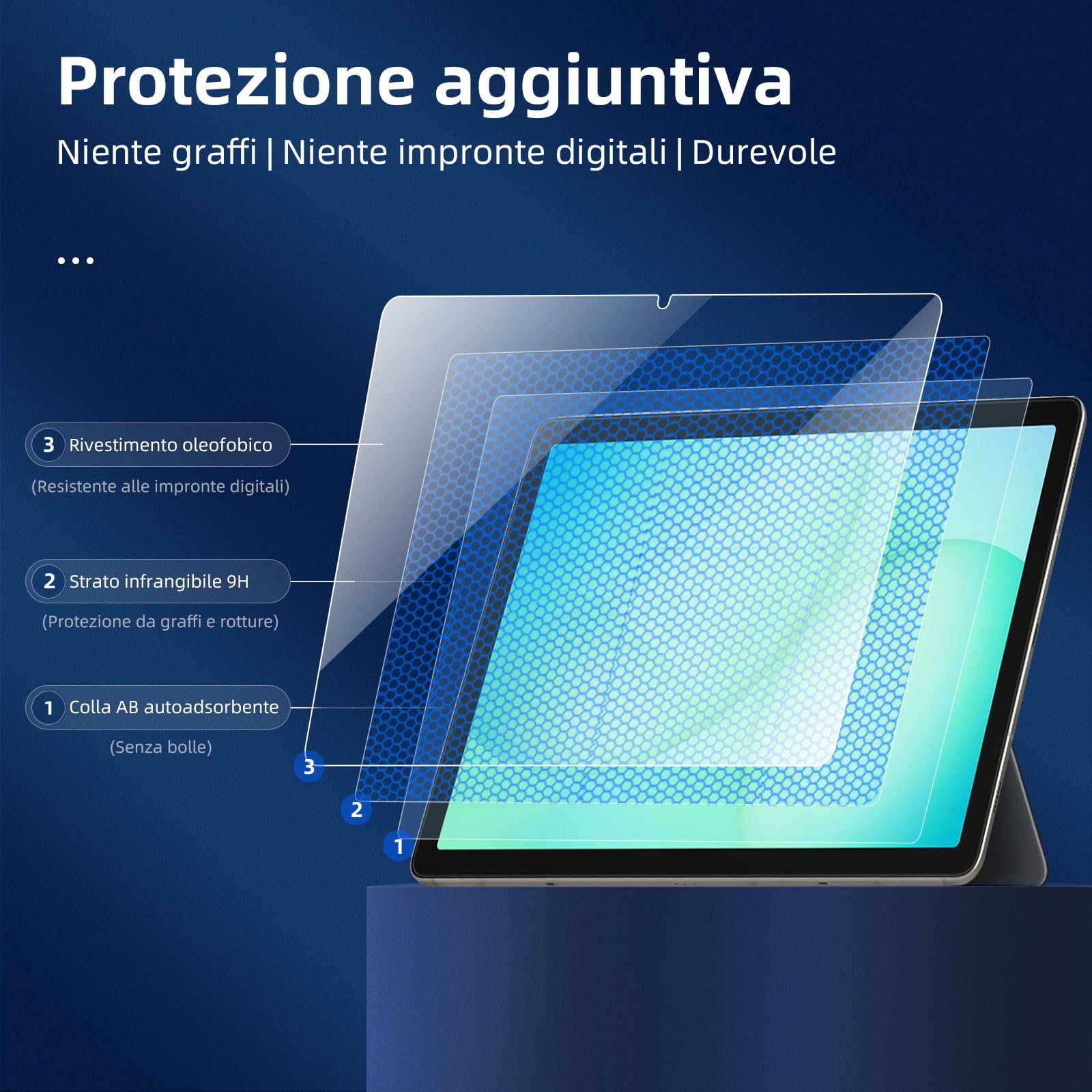 NEW'C Pellicola Protettiva Vetro Temperato 9H per Samsung Galaxy Tab A11+ 11 Pollici