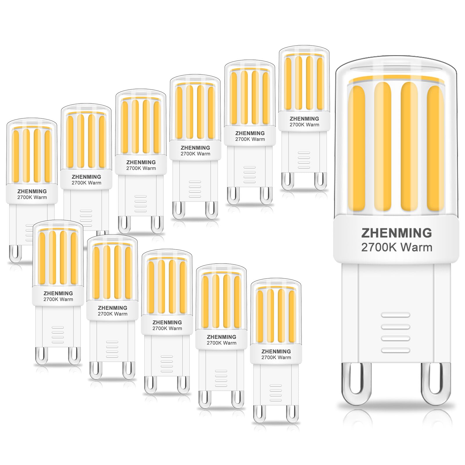 TRIJZHOU G9 LED Lampe 230V Ersetzt 50W Halogenlampe Warmweiß 2700K 5W Star PIN 230V 500Lm Schlafzimmer Klein Leuchtmittel 12er Pack [MEHRWEG]