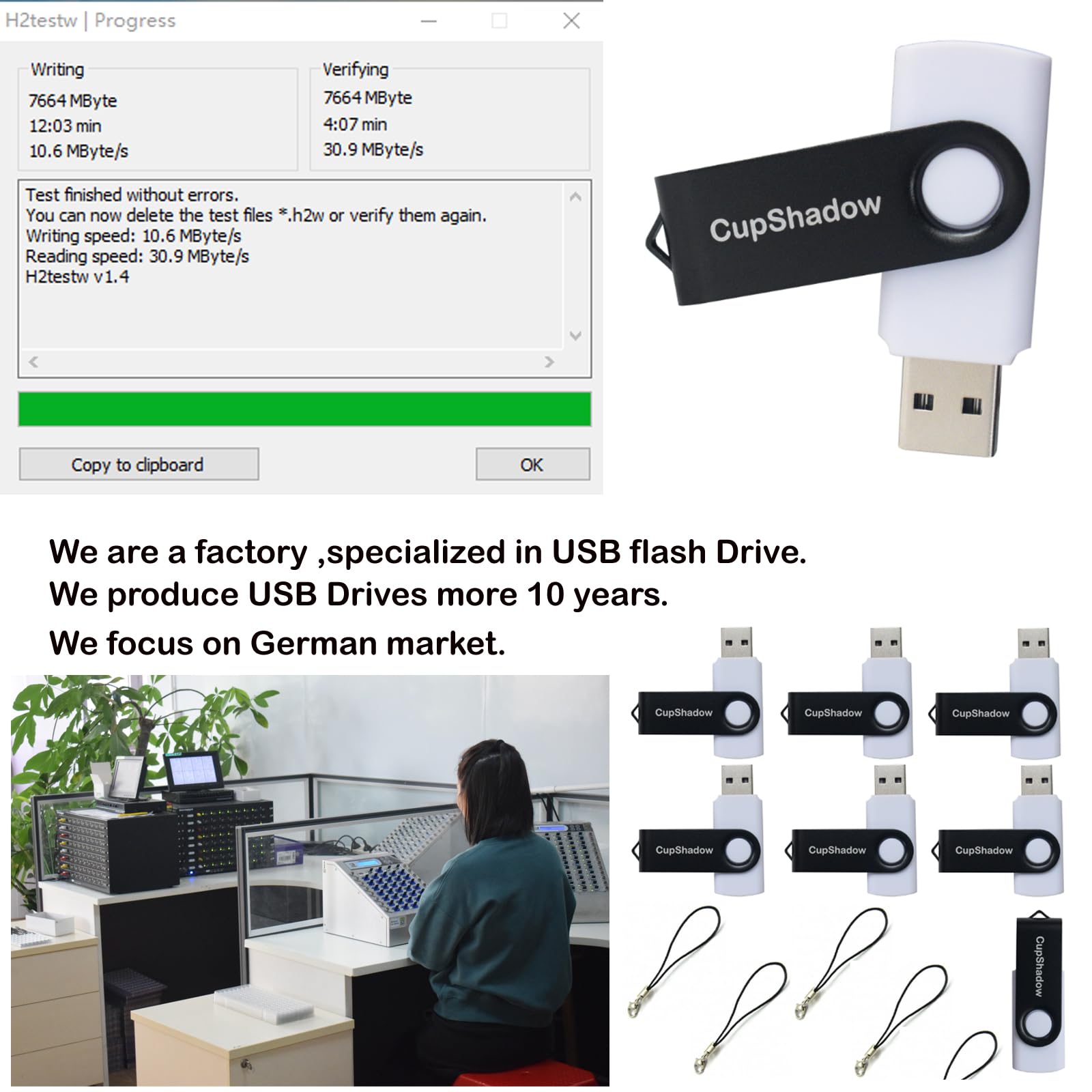 USB-Stick, 8 GB, 15 Stück, Bulk-USB-Flash-Laufwerke, USB 2.0, 8 GB, USB-Stick, Bulk-Pen, CupShadow USB, 15 Stück, Weiß