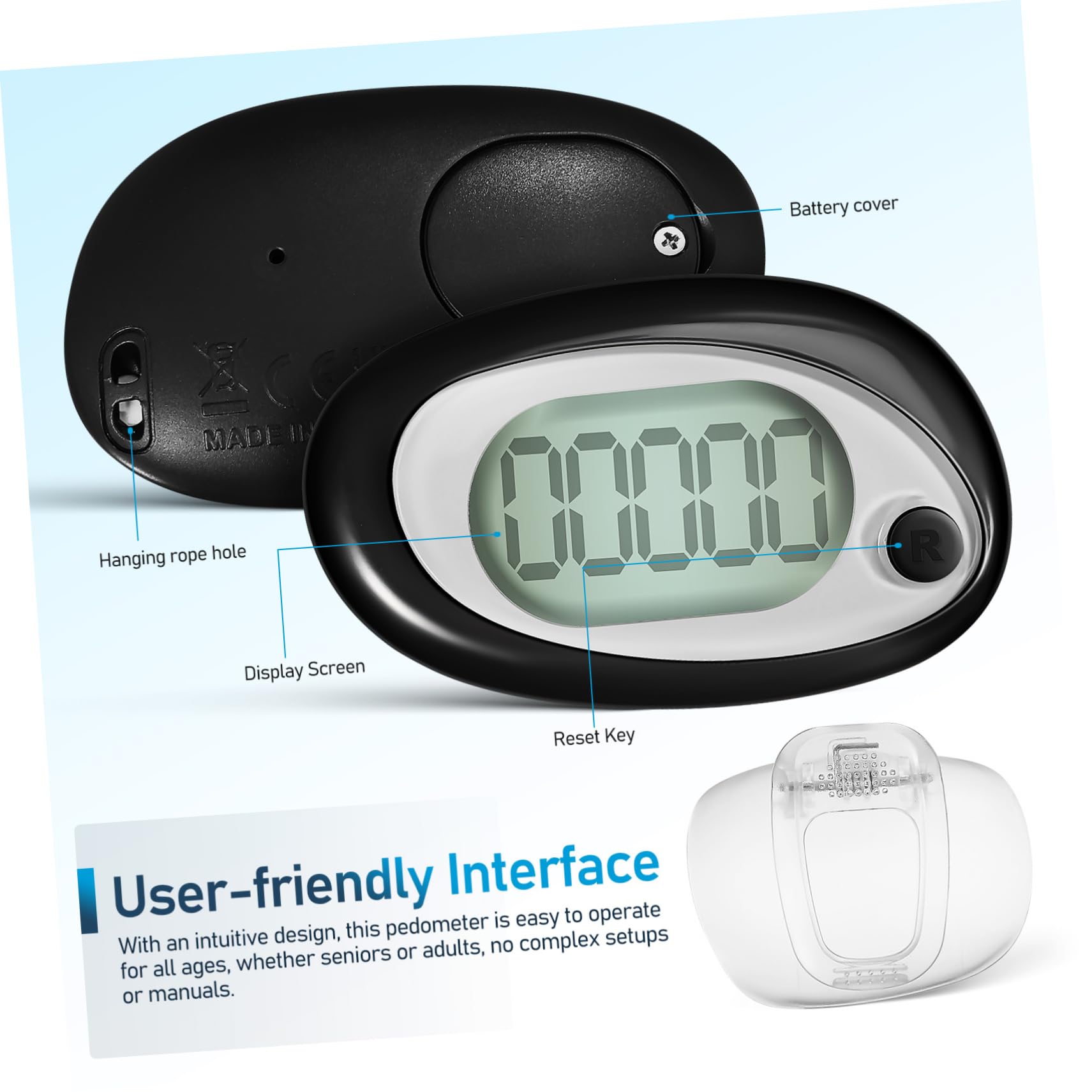 Sosoport Podomètre De Marche Trackers De Pas Podomètre De Remise en Forme Compteur De Pas Simple Podomètre Podomètres Sportifs Podomètre Grand Écran Podomètre De Poche Compteur