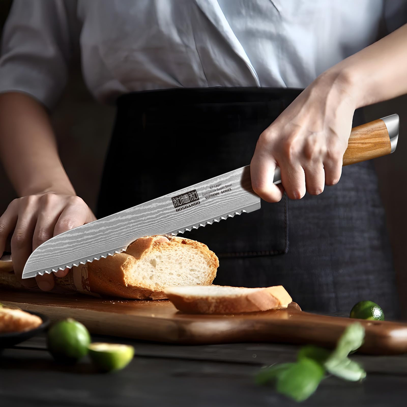 HOSHANHO Damascus Bread Knife - 8" Serrated -6 HOSHANHO Damascus Bread Knife - 8" Serrated -6
