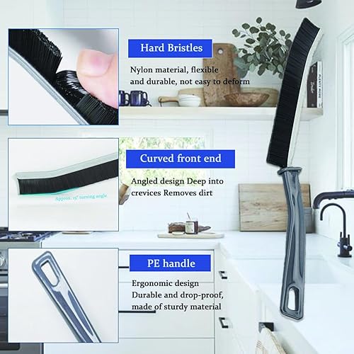 Miniatura 5 de 2 cepillos de limpieza de huecos de mano, cepillo de limpieza de hendiduras de cerdas duras, cepillos multifuncionales de esquinas muertas, cepillo
