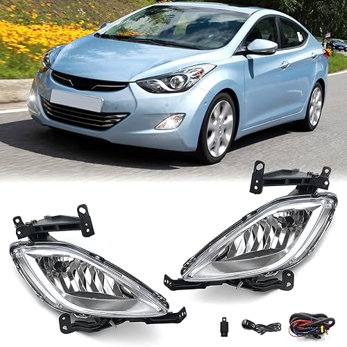 GRAPMI Luces antiniebla compatibles con Hyundai Elantra Sedan 2011 2012 2013 con interruptor y arnés con lente transparente