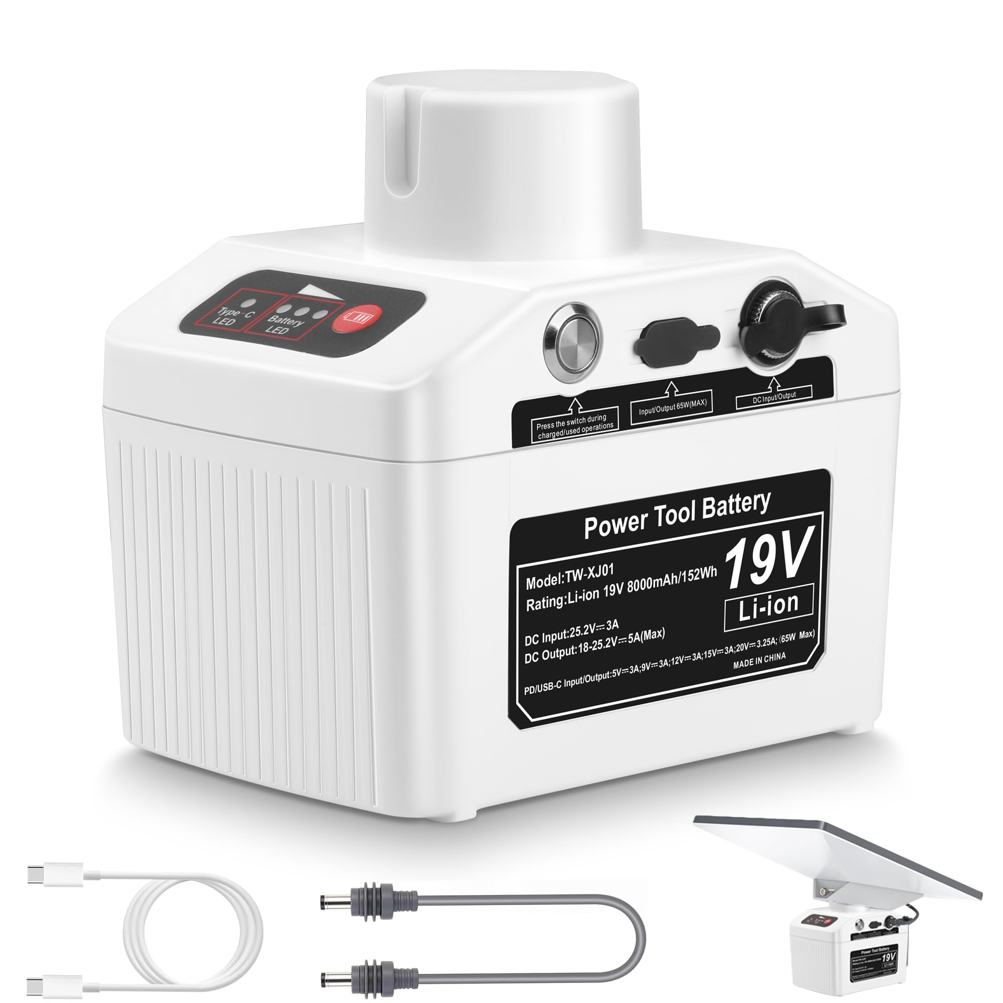 JYJZPB 19V 8.0Ah Battery Pack Compatible with Starlink Mini, Compact Starlink Mini X Portable Power Solution, with DC/Type-C Input/Output Ports