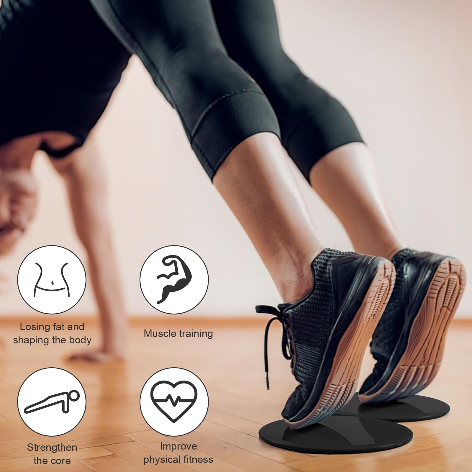Deslizadores deportivos mejorados para entrenar, discos deslizantes de doble cara para entrenamiento de cuerpo completo en alfombras o suelos de madera dura, equipo de fitness y ejercicio en casa para