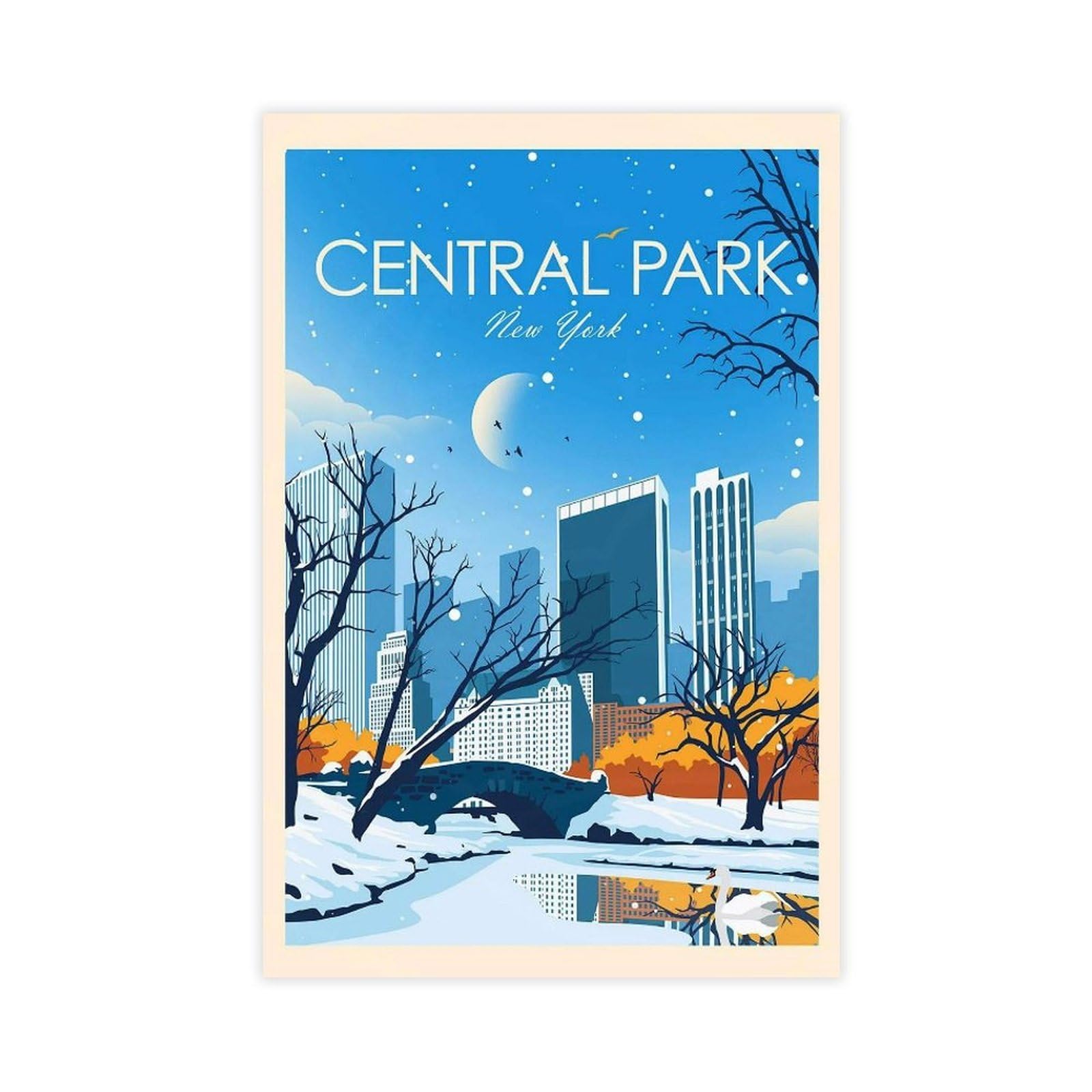 QOGDAF New York Central Park in Autumn Canvas Poster Bedroom Decor Landscape Office Room Decor Gift 12x18inch(30x45cm)