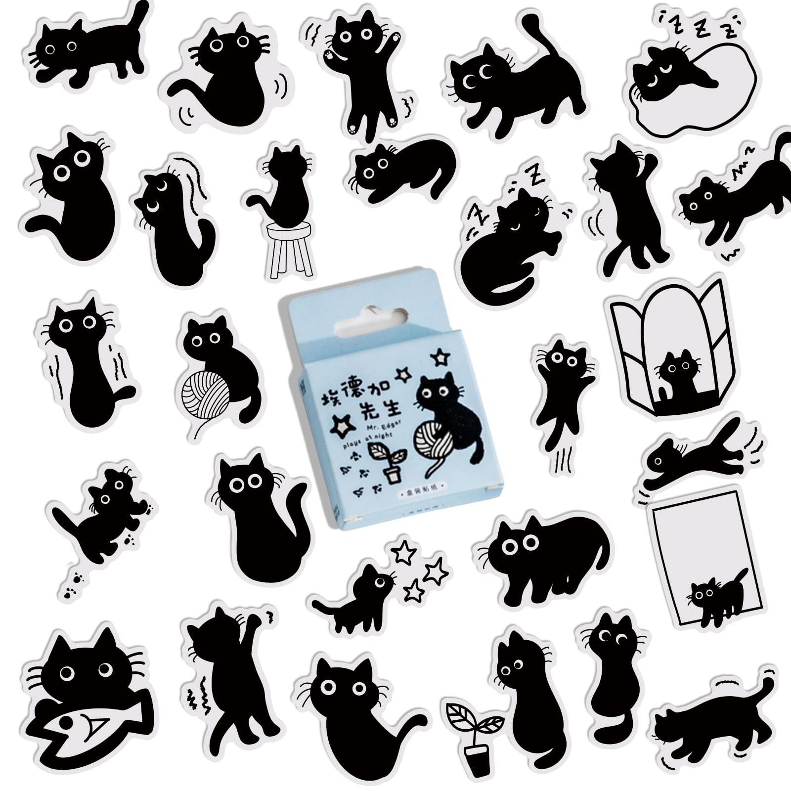 Kleine niedliche Katzen-Aufkleber für Scrapbooking, Bullet Journal, DIY-Dekoration, Tagebuch, Planer, Koffer, Tagebuch, Notizbücher, Album, Laptop, Handyhülle, Kunst, Handwerk, 45 Designs