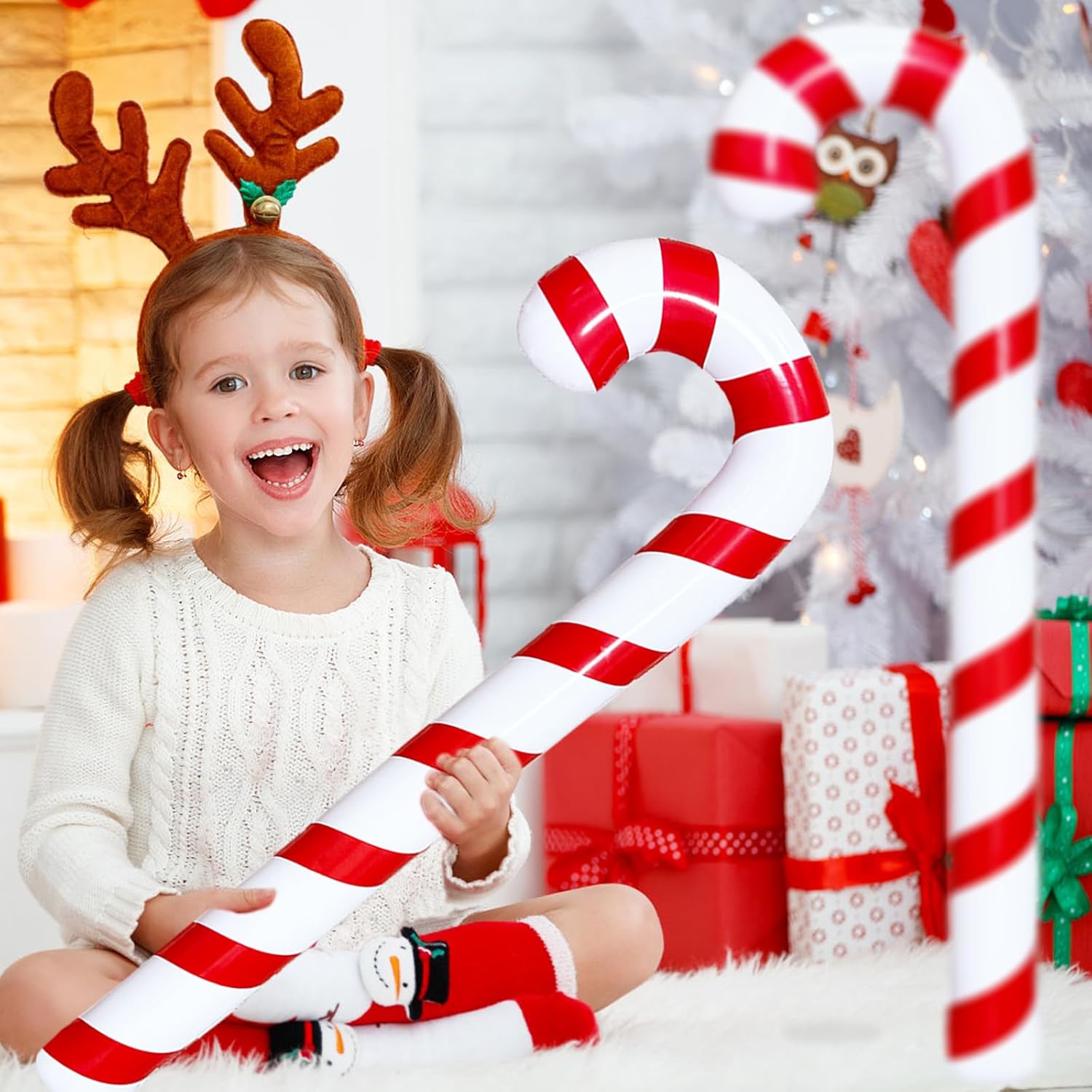 4 Pcs 45 Inch Inflatable Christmas Candy Canes,Large Xmas Candy Canes Balloons for Christmas Indoor and Outdoor Party Decorations Winter Holiday Supplies - Image 5