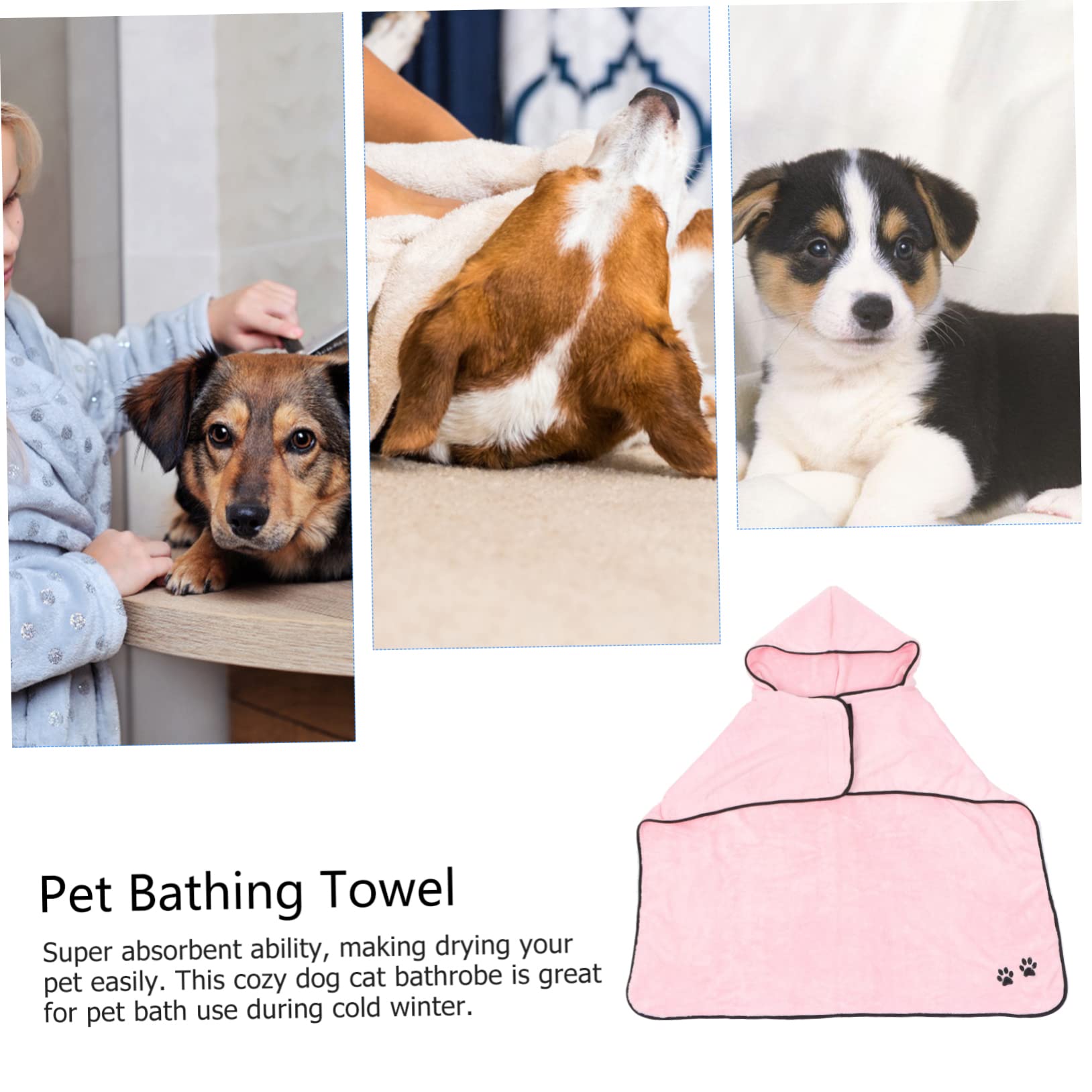 Toalla para Secar Mascotas Rosa de Coral Fleece, Secado Rápido | Gato y Perro, Fácil de Poner y Quitar, Wearable, Super Absorbente, Uso en Invierno Baño