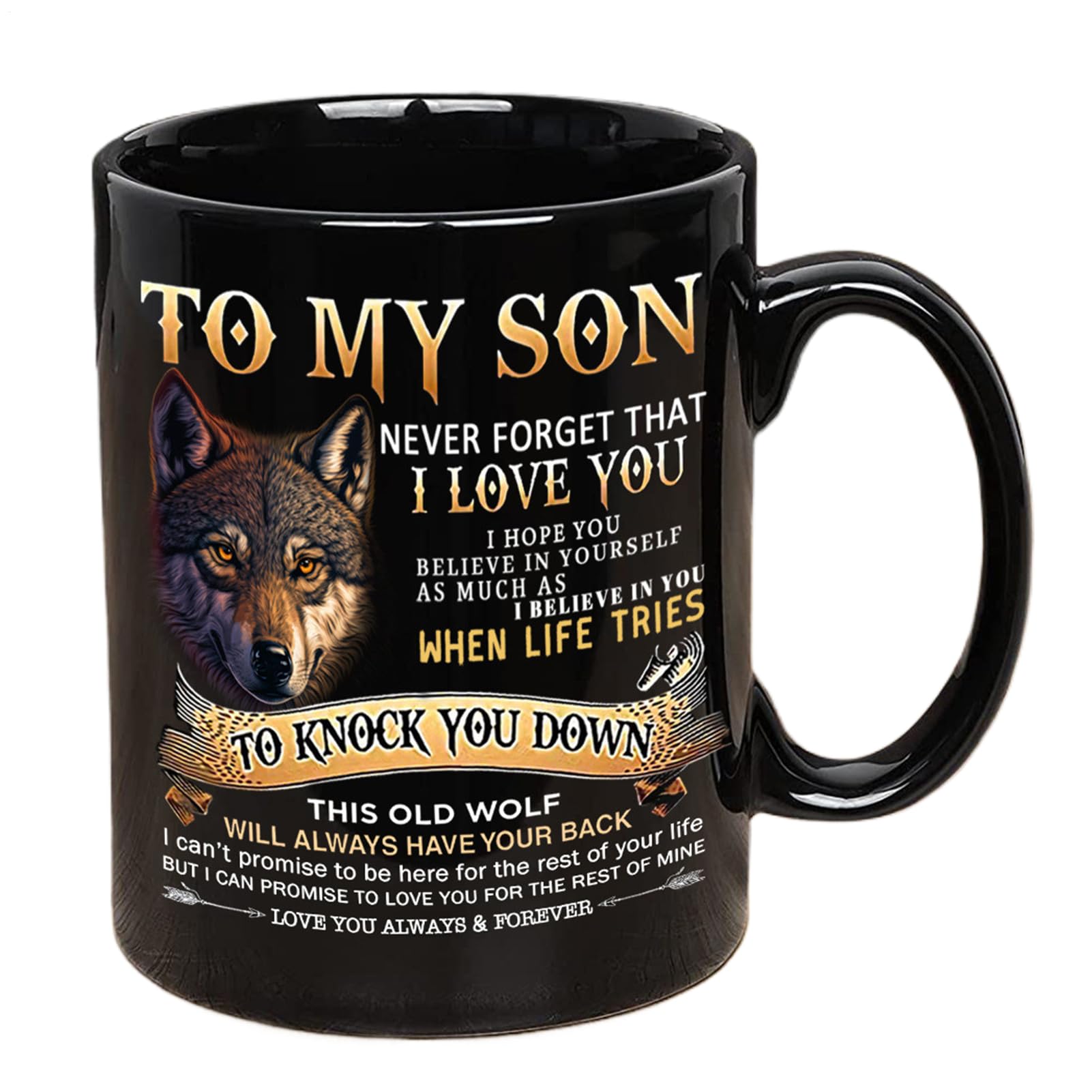 YNPQTDS 父から息子へのコーヒーマグ,330ml セラミック クラシック ドリンクウェア | 父から息子へコーヒーマグ,家庭 学校 パーティー ピクニック キャンプ ガーデン 公園 バルコニー 中庭 冬 ウイスキー ビール 用