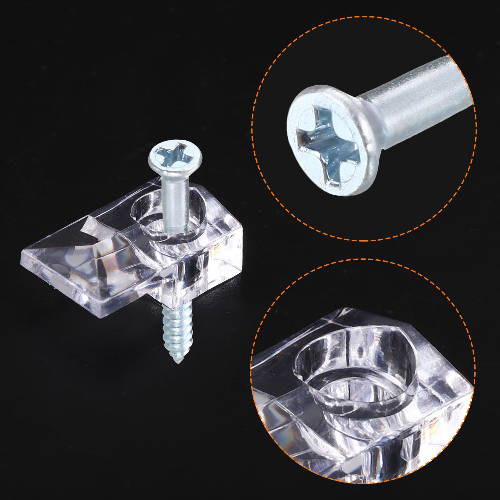 Clip Per Fissaggio Vetro Mobile - 30 Pezzi Trasparenti Con Viti, Per Ante Armadi E Specchi - Foto 7