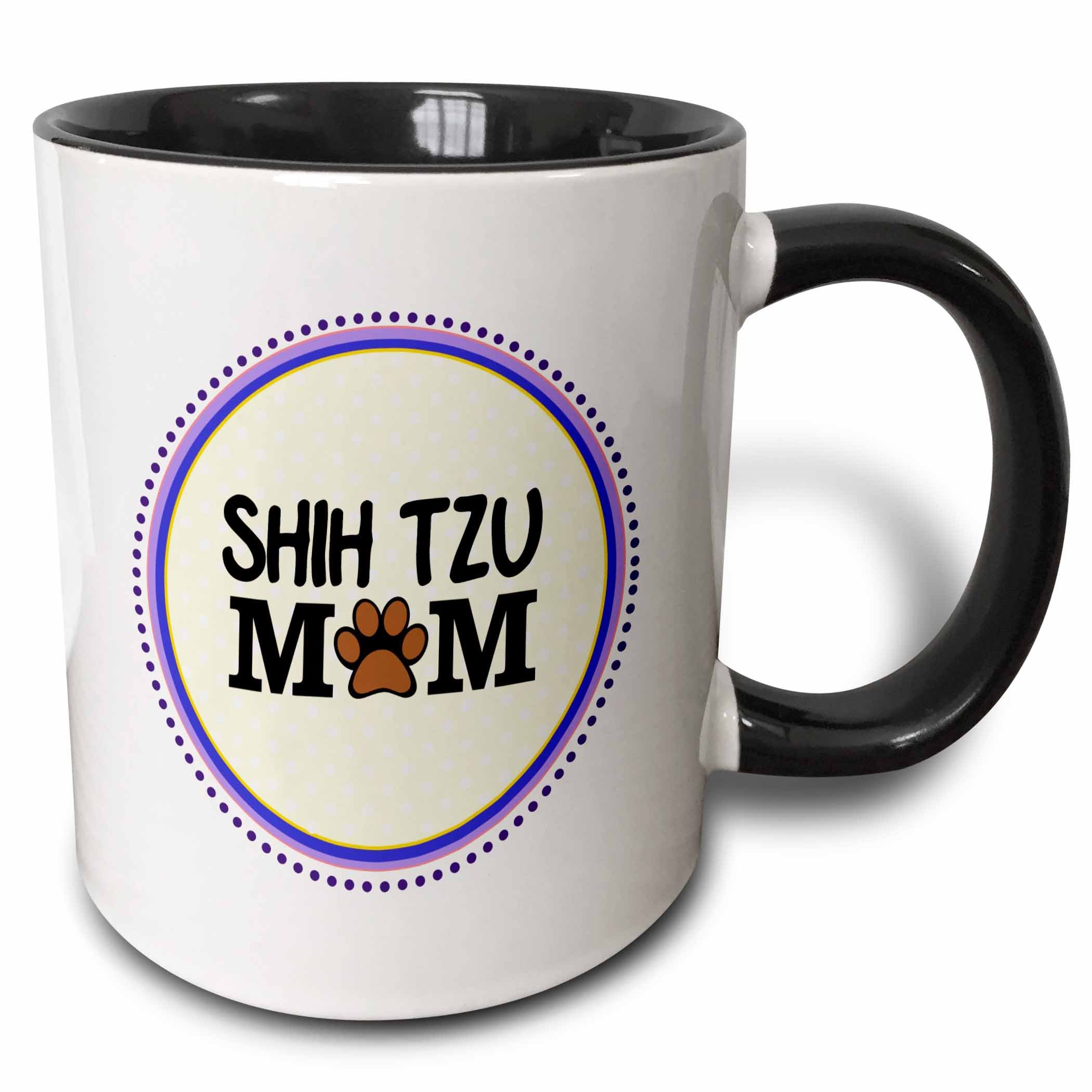 3dRose Shih Tzu Dog Mom Mug, 11 oz, Black