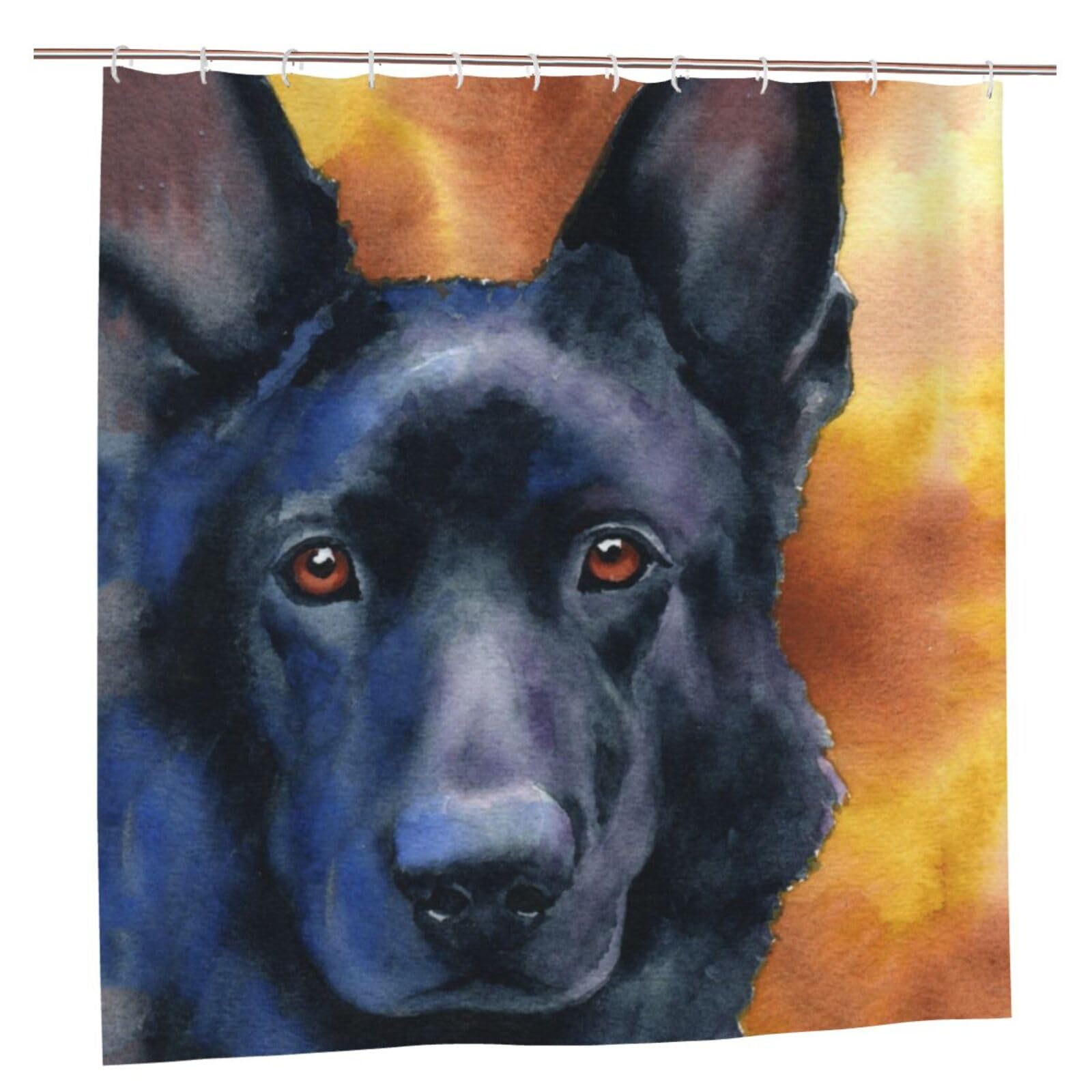 Oudrspo Blackan Shepherd Dog Unique Designer Artwork Shower Curtain 72x72 Inch - Polyester Bathroom Decor with Metal Grommets