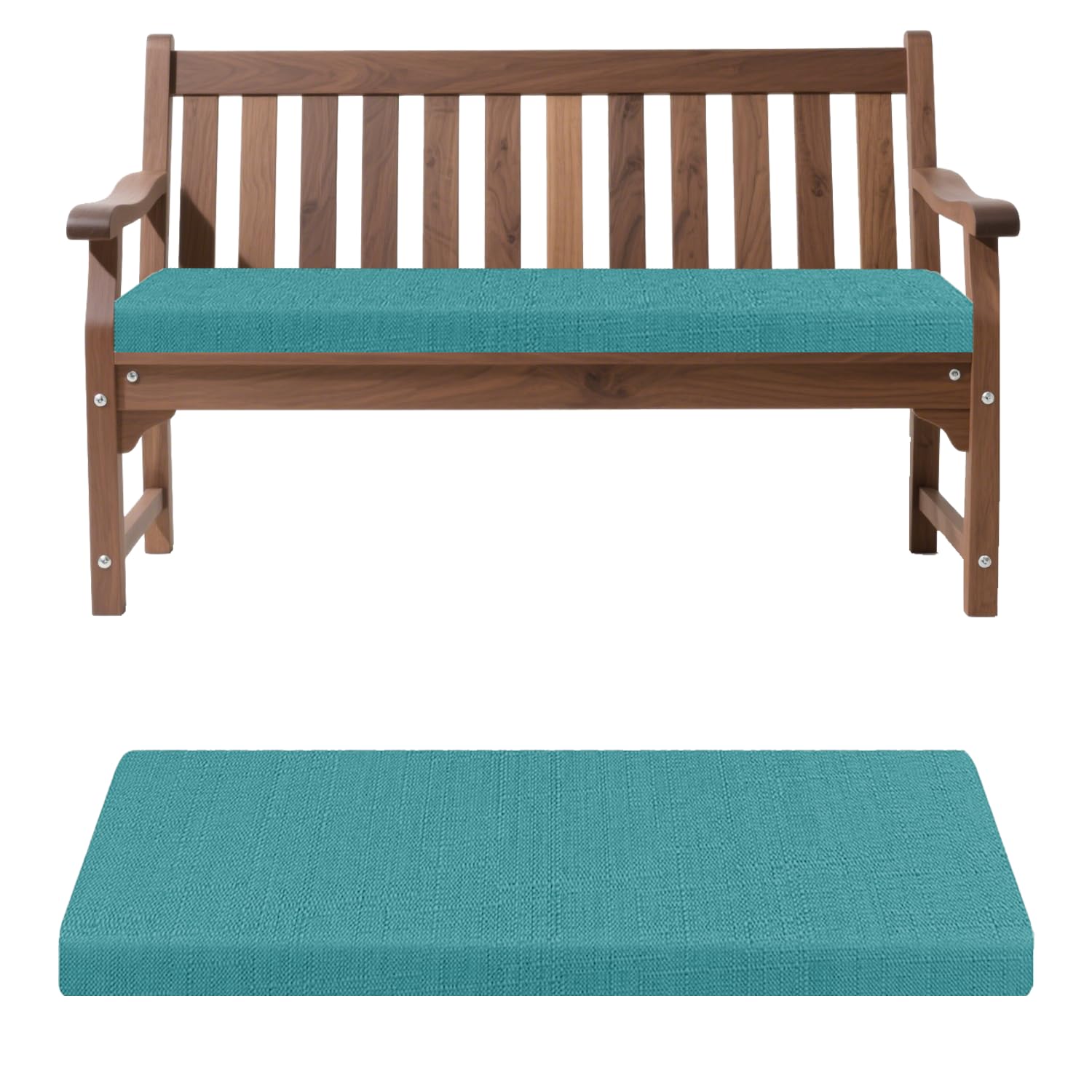 Coussin de banc bleu clair en lin 100x40 cm avec épaisseur 5 cm