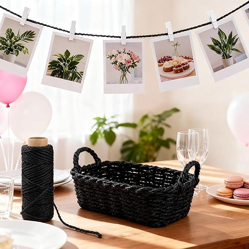 Miniatura 3 de Cordel de yute natural negro de 0.157 in y 100 pies, para regalo de manualidades, proyectos de manualidades, envoltura, agrupación, embalaje, cordel