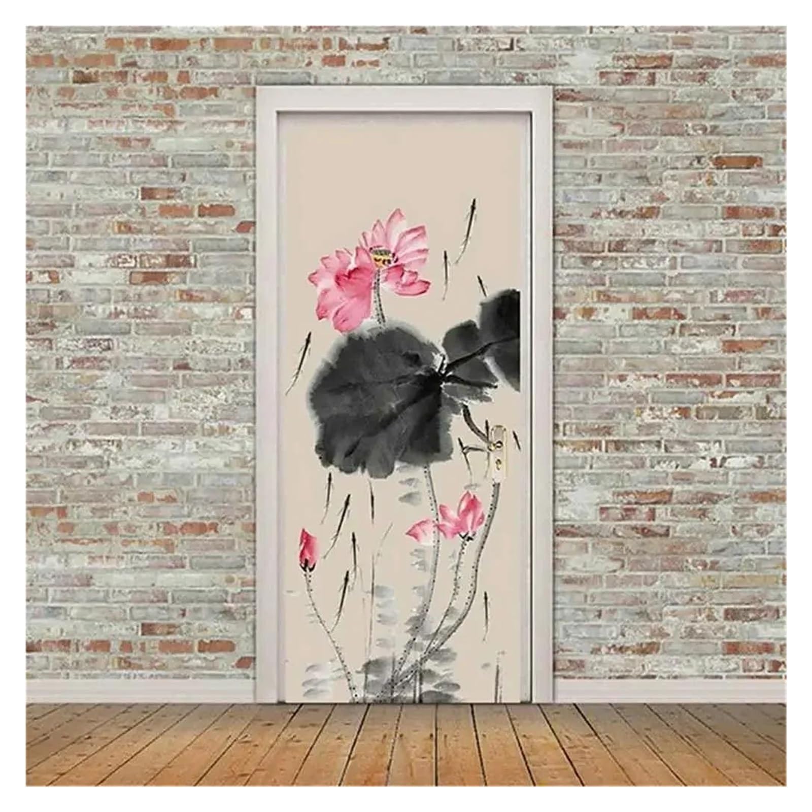 Sticker mural floral coloré 3D aquarelle 40x120cm pour déco porte salon