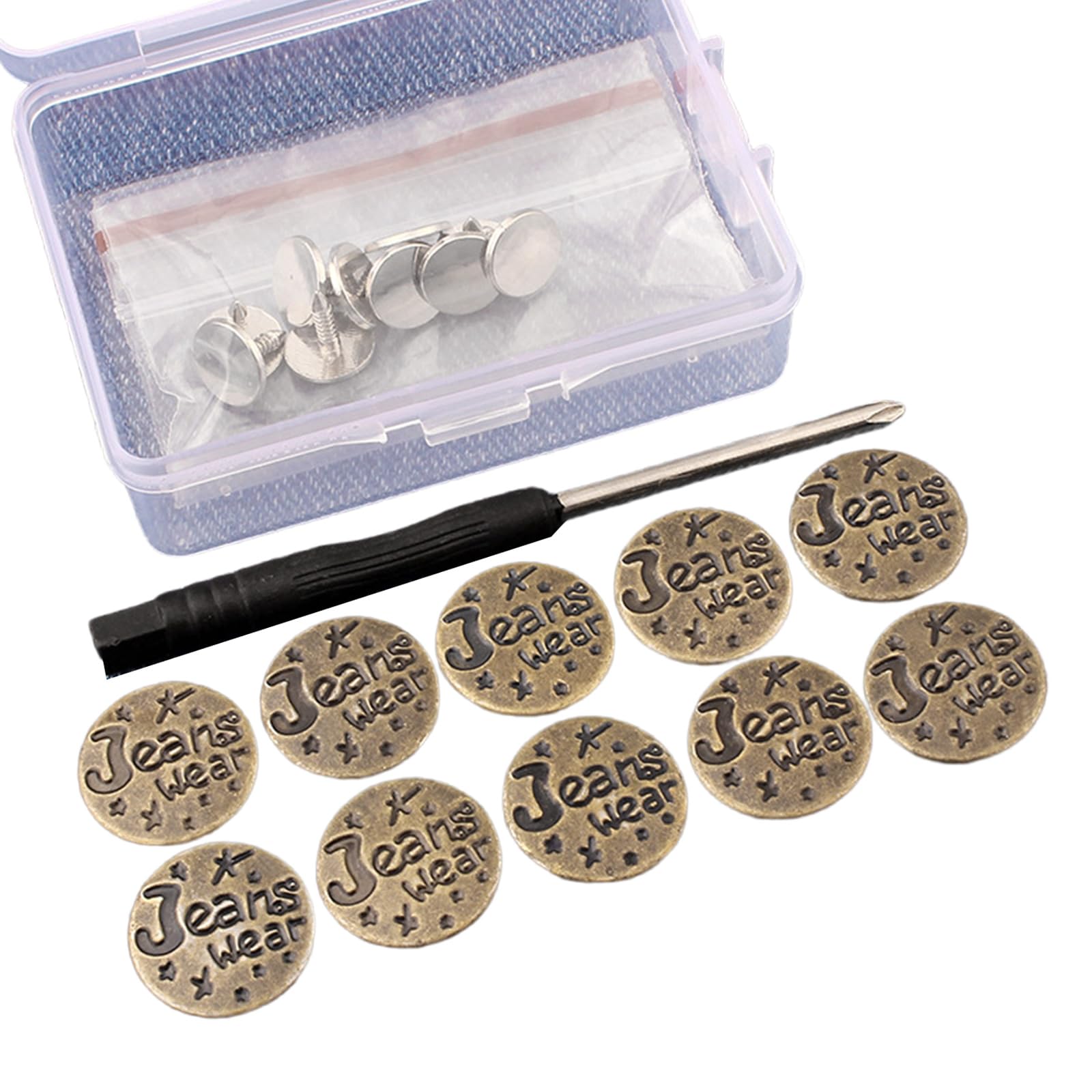 HZBB 10 Pcs Jeans Buttons Metal 17mm Waistband Button Trousers Replacement Buttons Without Sewing for Jeans Pants