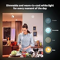 Vista 5 de Philips Hue - Bombilla LED inteligente A19 de luz ambiente blanca , compatible con Bluetooth y Zigbee (Hue Hub opcional), funciona con Alexa