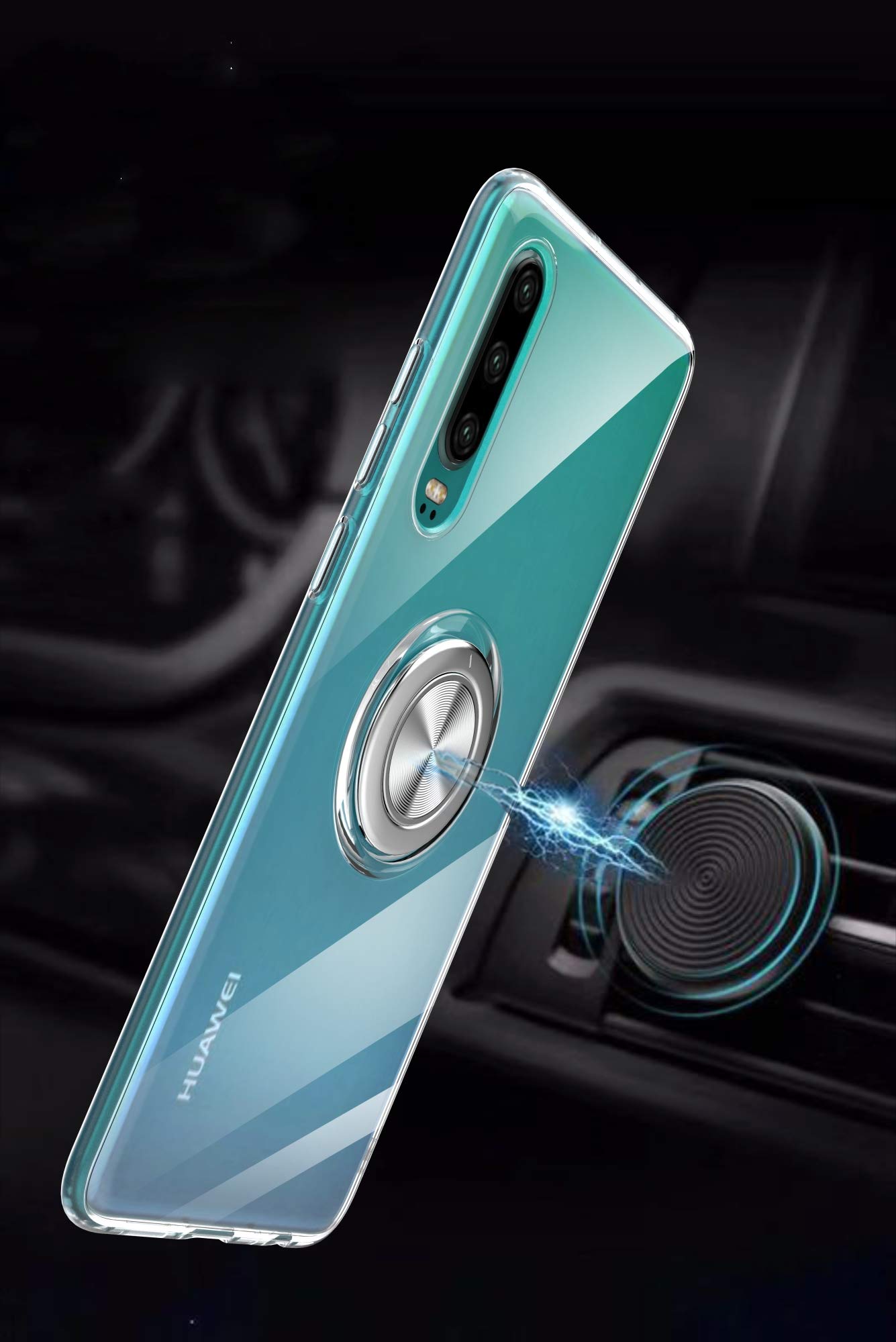 SORAKA Hülle Für Huawei P30 Lite Mit 360°-Ring & Magnetplatte – Transparent, Stoßfest & Autotauglich