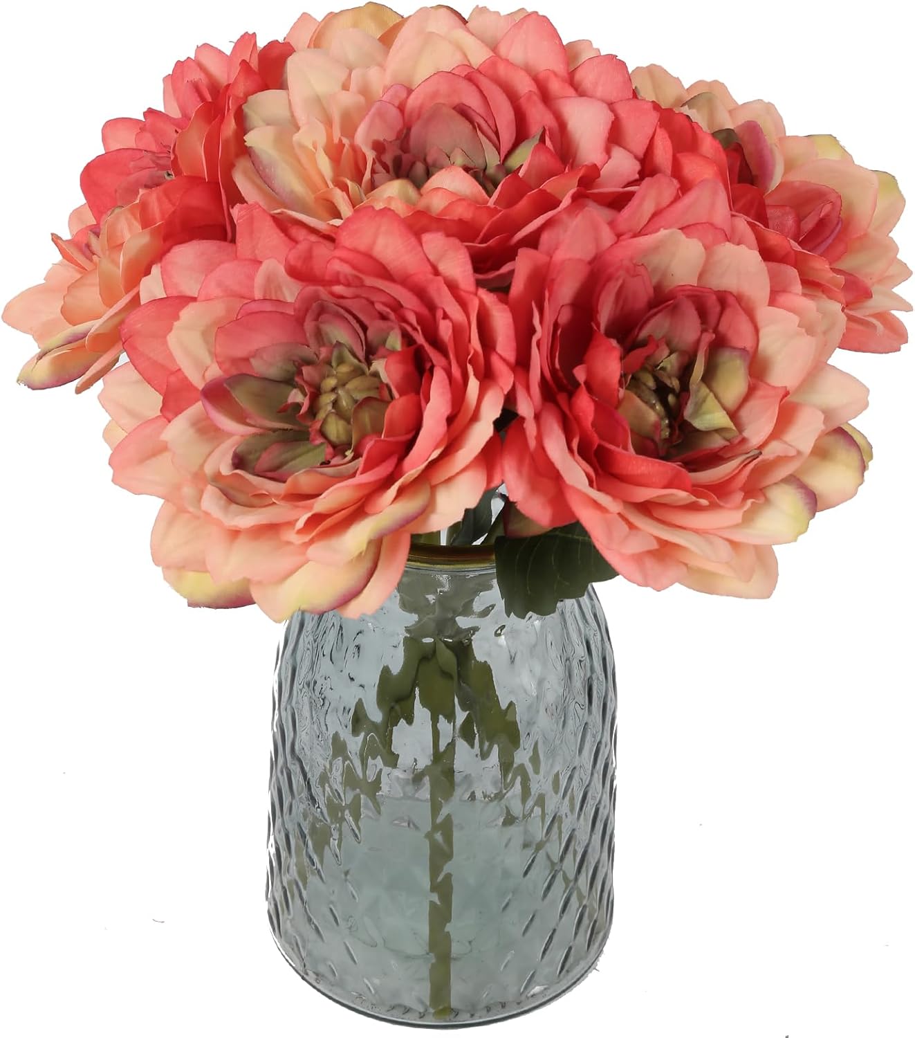 6pcs Dahlia Artificial Flowers 11.8" Silk Faux Dahlia Orange Fake Flower Arrangements for DIY Wedding Bouquets Centerpieces Home Table Party Garden Decorations(Orange)