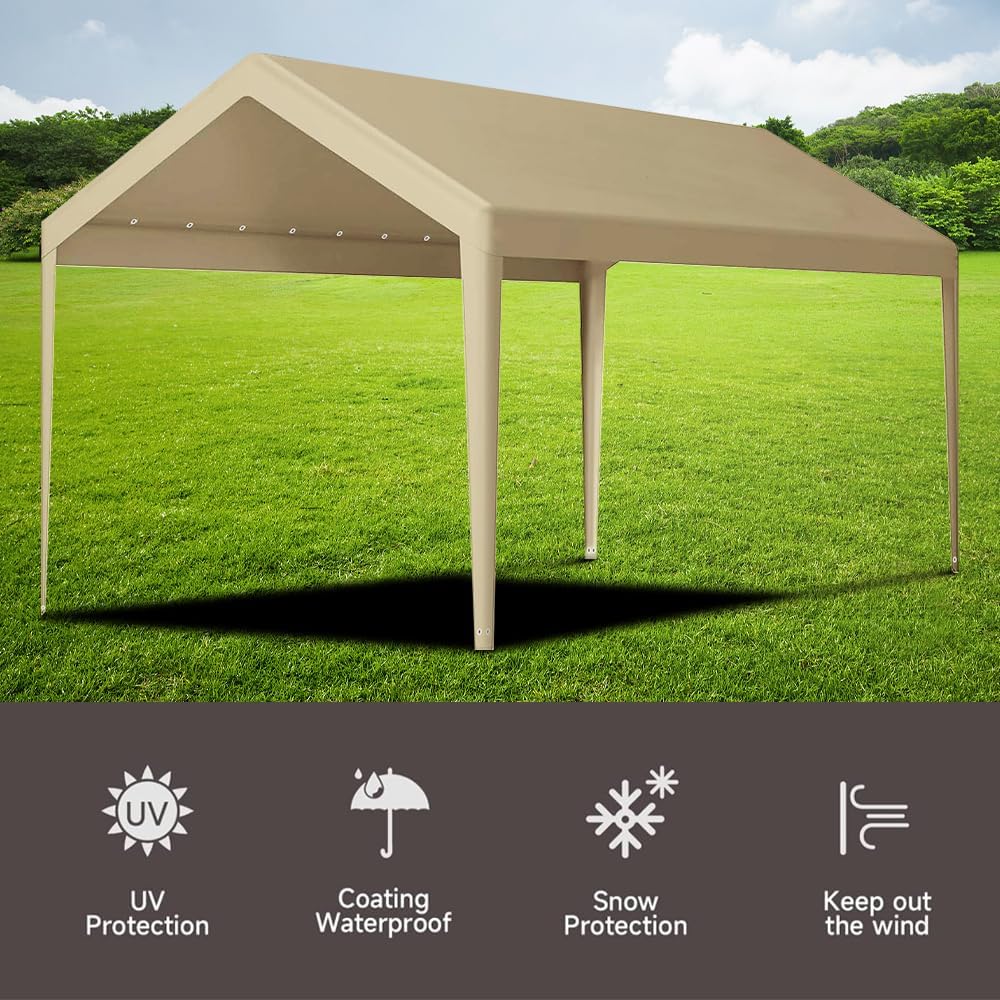 Carport Replacement Canopy, Replacement Top Cover for 12 x 20 Carport Frame, 180G PE Fabric Waterproof UV Protected Tarp with Ball Bungees, Beige (Only Top Cover, Frame is not Included) Carport Replacement Canopy, Replacement Top Cover for 12 x 20 Carport Frame, 180G PE Fabric Waterproof UV Protected Tarp with Ball Bungees, Beige (Only Top Cover, Frame is not Included)