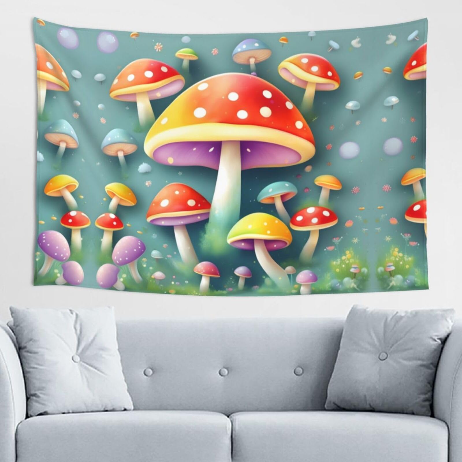 ZZYYDS Cute colored mushrooms Wall Decor Tapestry 60x40in, Wall Hanging, Home Decor, Dorm Decor, Porch Tapestry, etc.