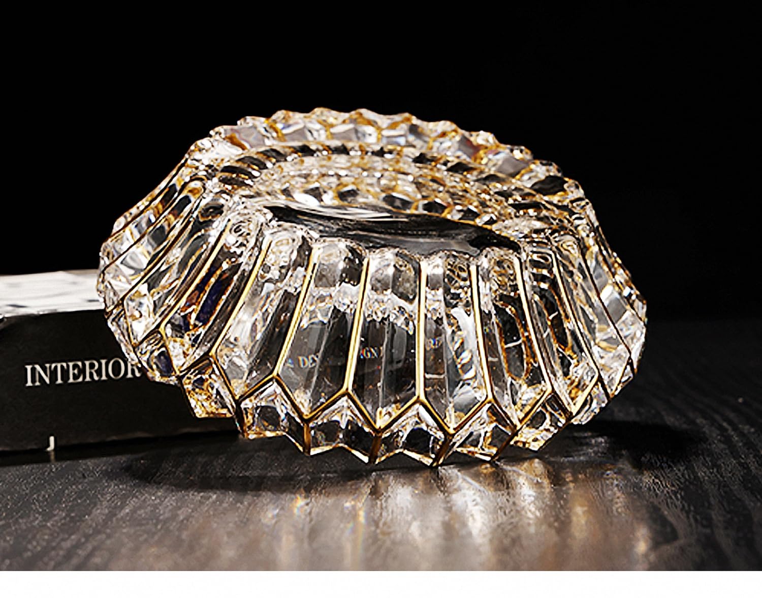 Bol décoratif en cristal doré peint à la main 14 cm