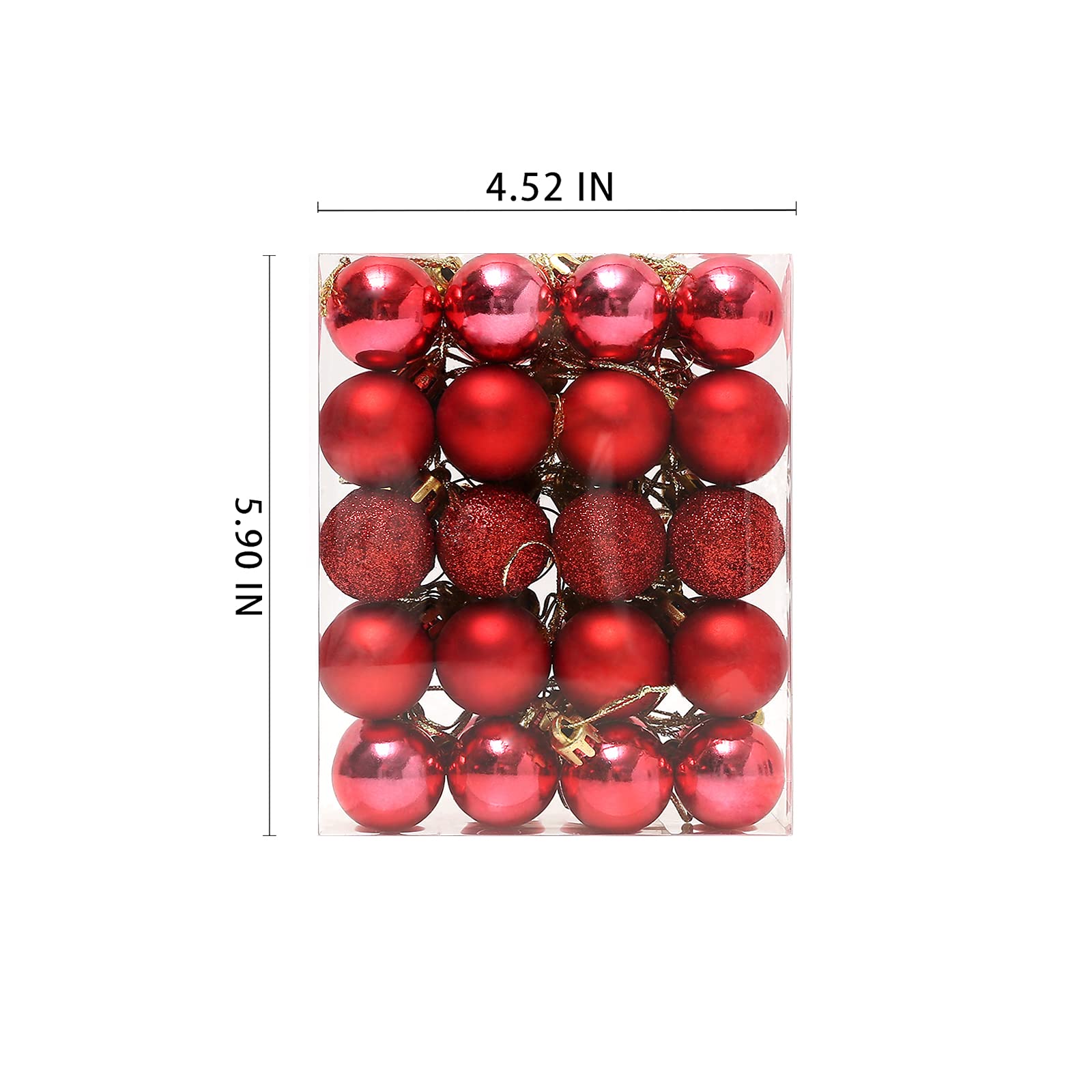 160 sztuk bombek choinkowych z ornamentami na choinkę – nietłukące się ozdoby choinkowe, małe wiszące bombki, 3 cm x 160 sztuk (czerwone)