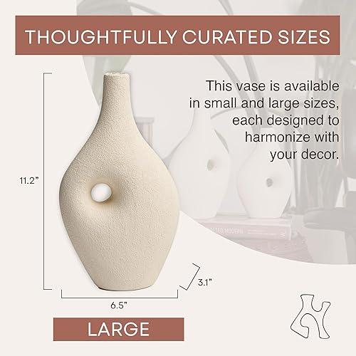 Miniatura 5 de Silke Genie - Jarrón decorativo moderno grande, color blanco