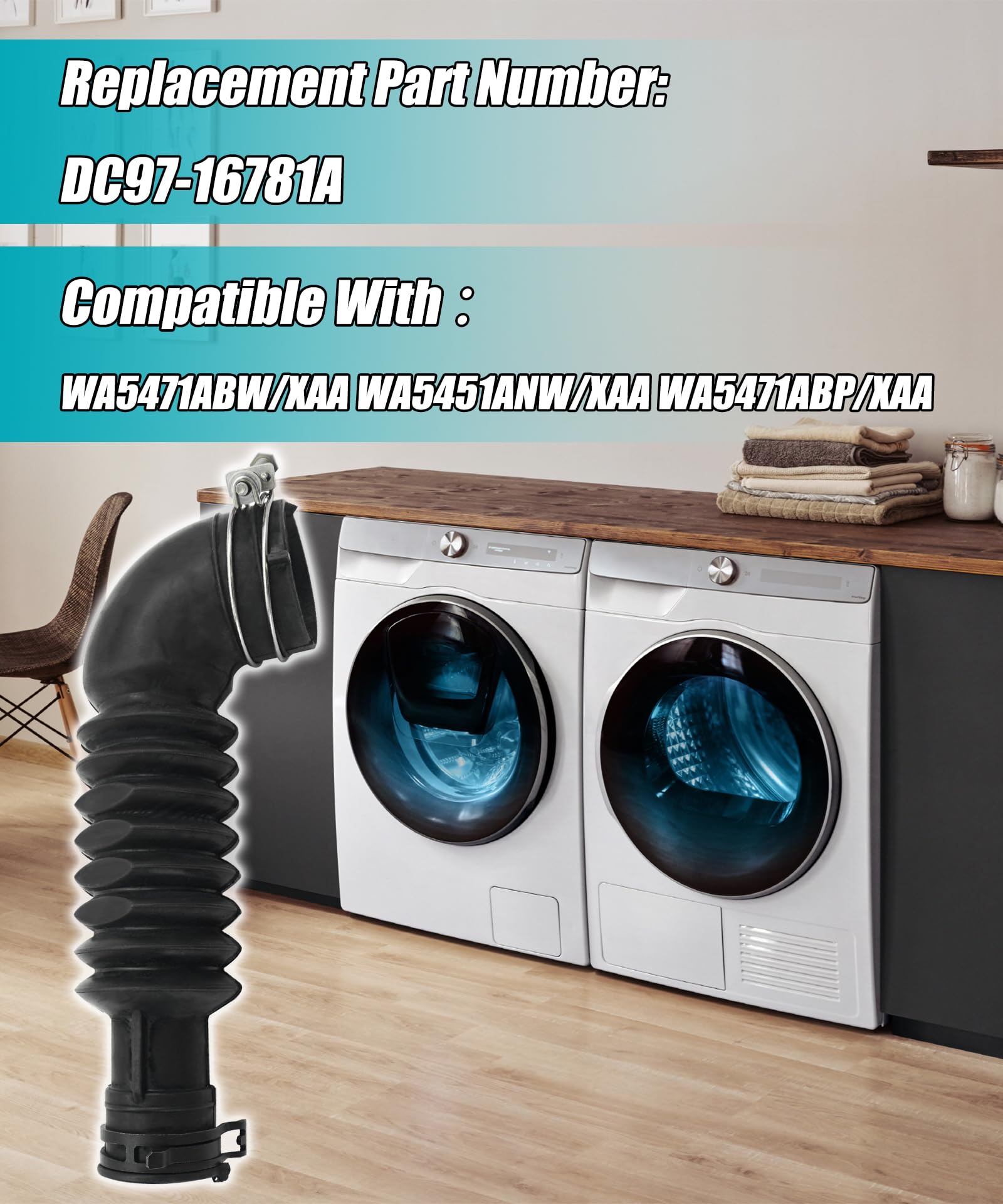 DC97-16781A Washer Drain Hose Replacement for Sam-sung Washing Machine,Replace AP5325310,2683180,PS4221884 ETC