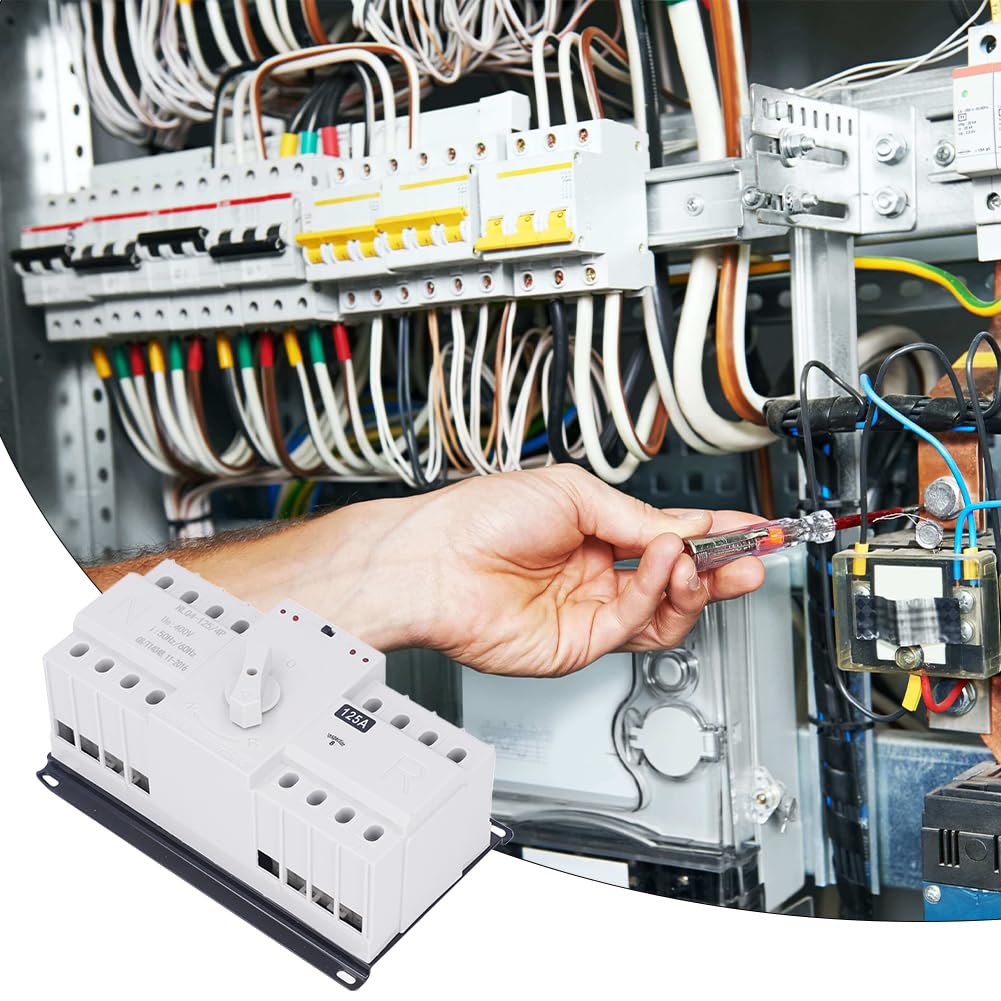 Doppio Interruttore di Trasferimento Potenza,AC 400V 4P 125A ATS CB Interuptore a Levetta Commutazione Automatico Alimentazione per Elettricità Municipale Energia Comunale UPS Invertitore Solare
