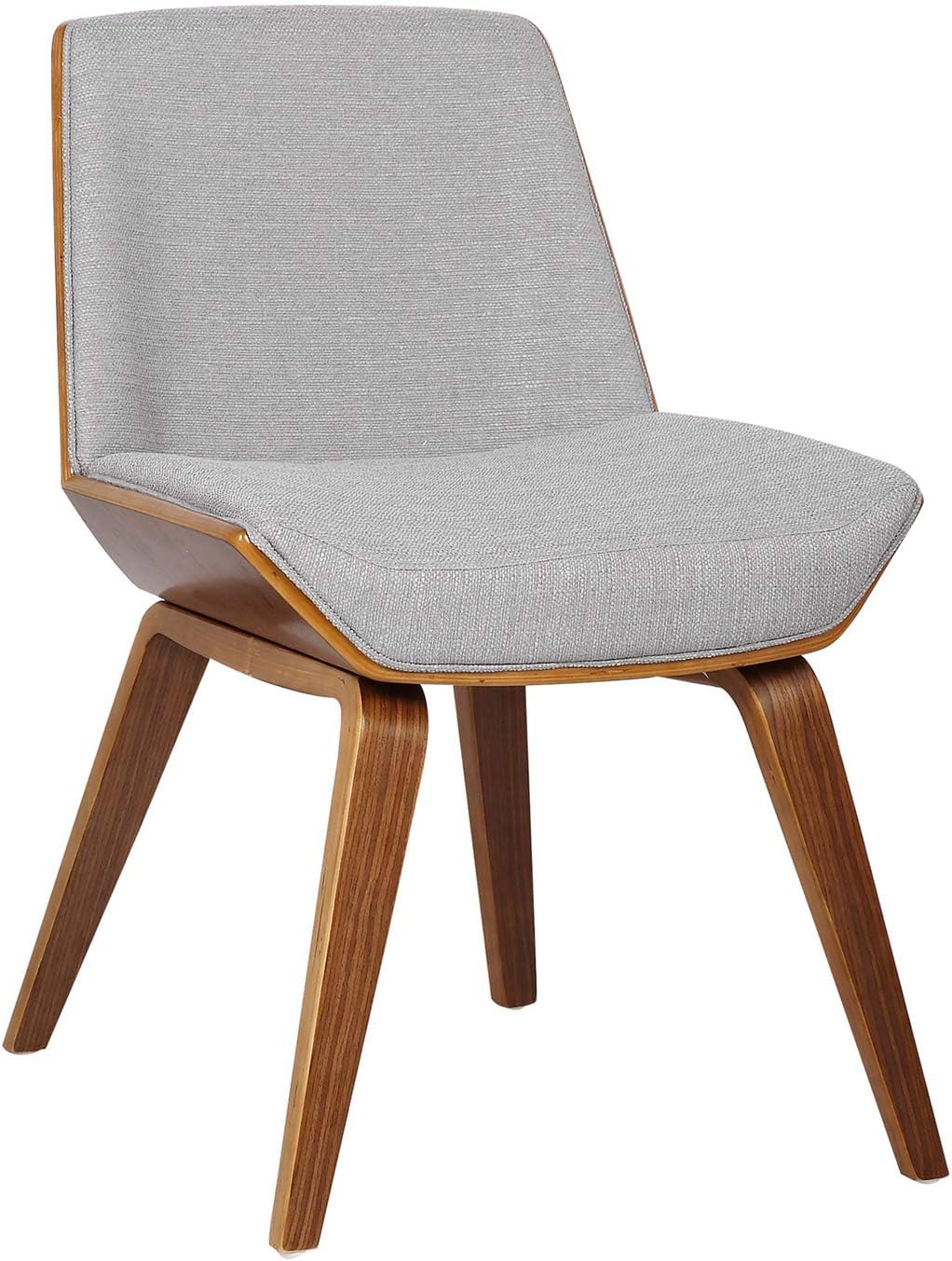 Armen Living Agi Dining Chair in Grey Fabric and Walnut Wood Finish