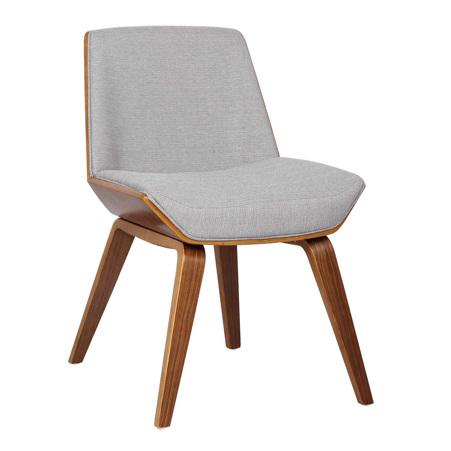 Armen Living Agi Dining Chair in Grey Fabric and Walnut Wood Finish