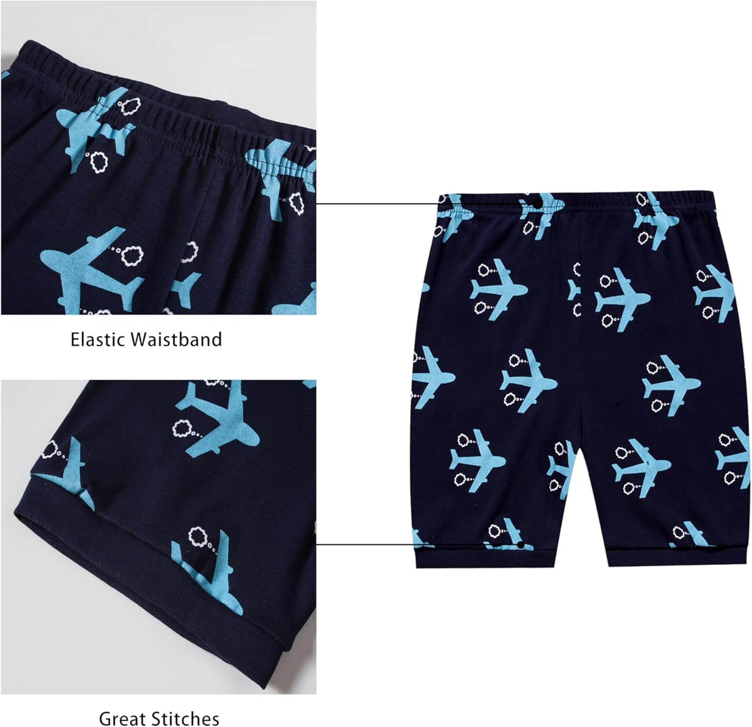 KikizYe Boys Short Sleeve Pajamas Kids Summer Pjs Children Pajamas