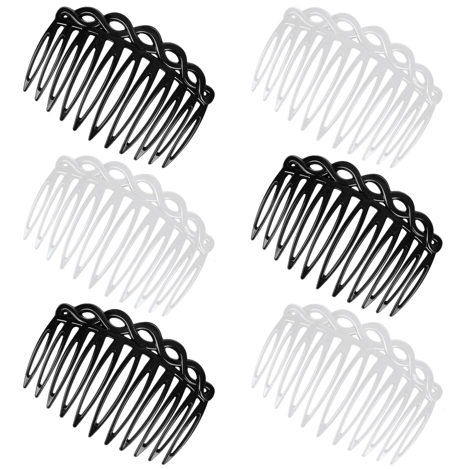 6 Stück Acryl-Seitenkämme Für Frauen – Französische Haarspangen, 7-Zahn-Kämme, In Schwarz & Braun, Für Hochzeit & Alltag