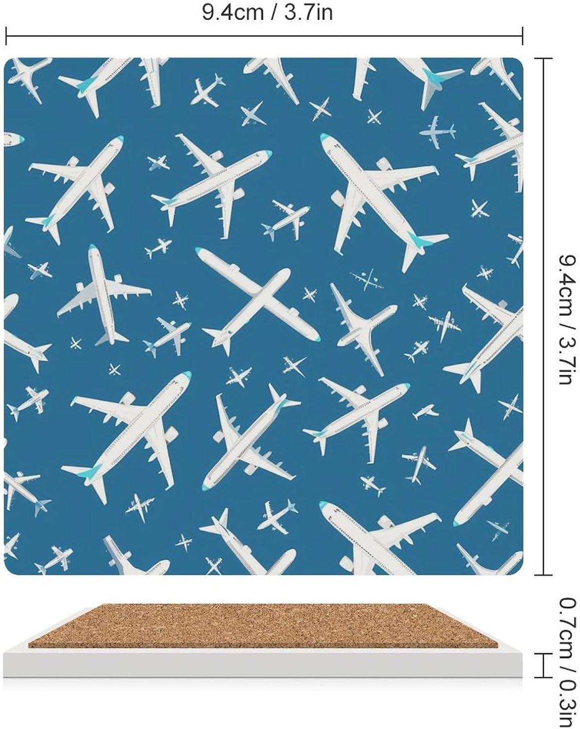 Plane Aircraft Airplane Jet Coaster for Drinks Square Ceramic Table Coasters Stone Mat Crafts 4PCS Home Kitchen Decor